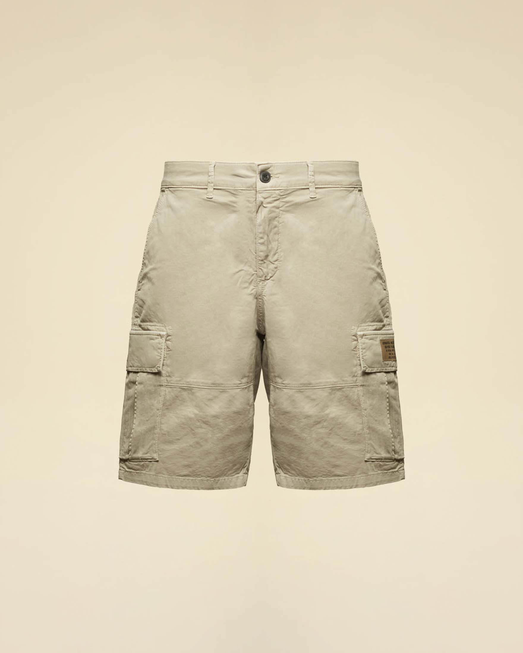 Bermuda cargo Aeronautica Militare beige in gabardina di puro cotone