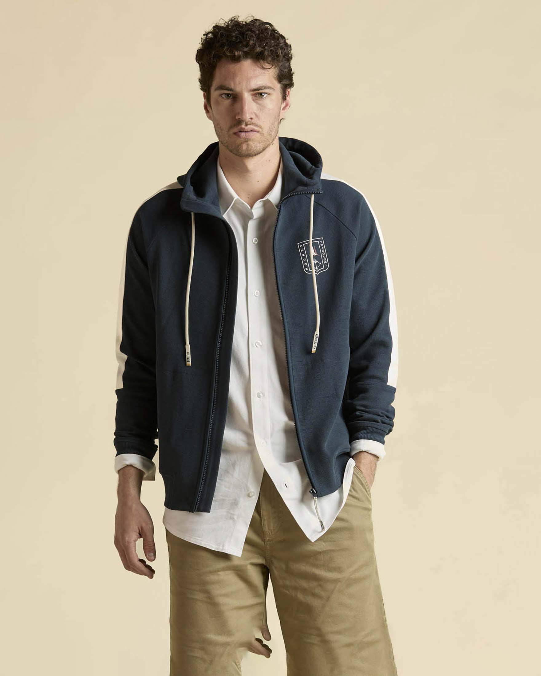 Felpa Aeronautica Militare blu con cappuccio e chiusura zip