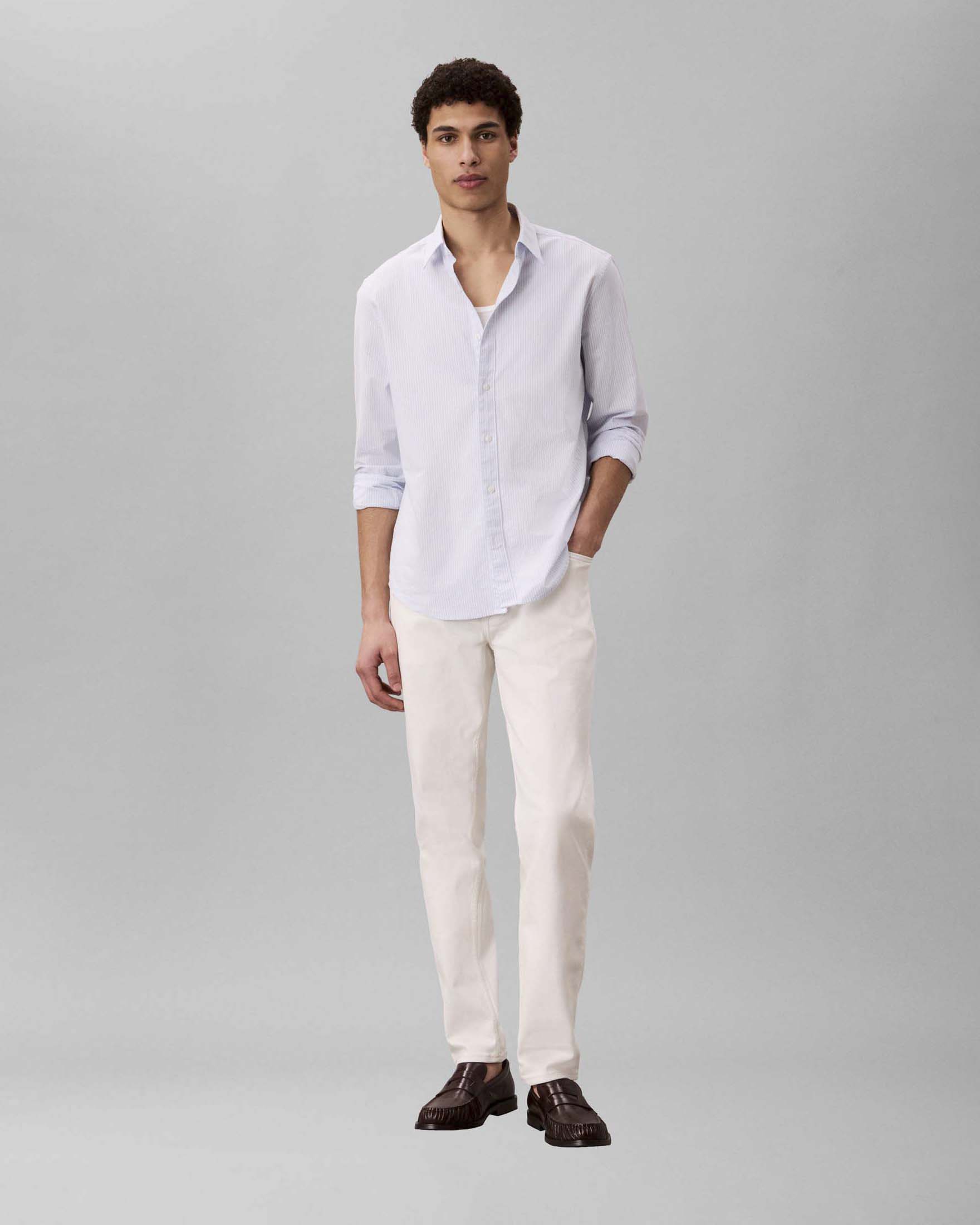 Jeans tapered Jeans panna in cotone elasticizzato
