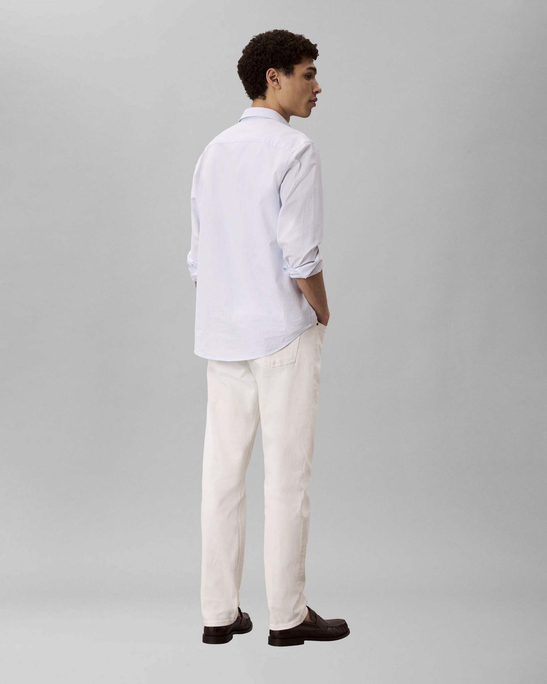 Jeans tapered Calvin Klein Jeans panna in cotone elasticizzato image