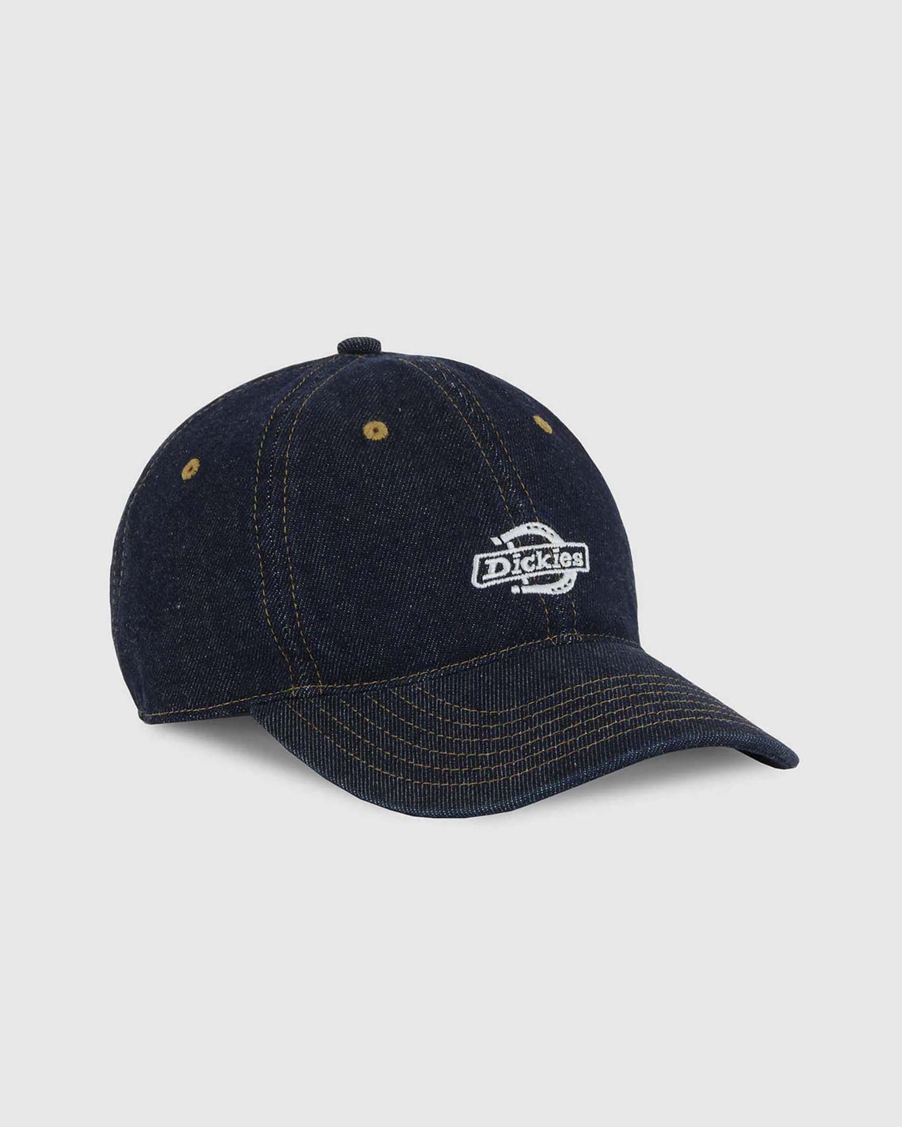 Berretto baseball Dickies in denim lavaggio scuro di puro cotone con logo ricamato