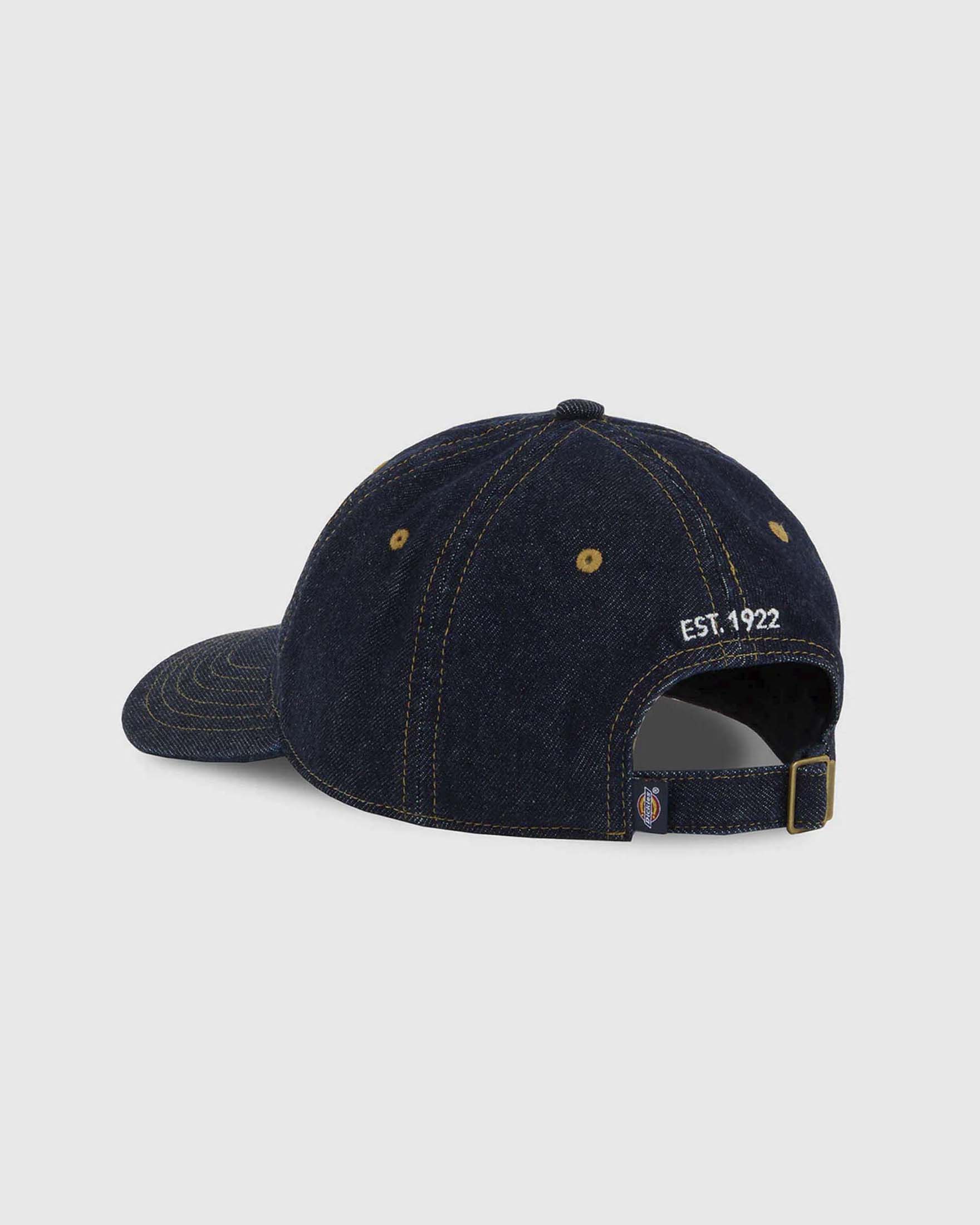 Berretto baseball Dickies in denim lavaggio scuro di puro cotone con logo ricamato image