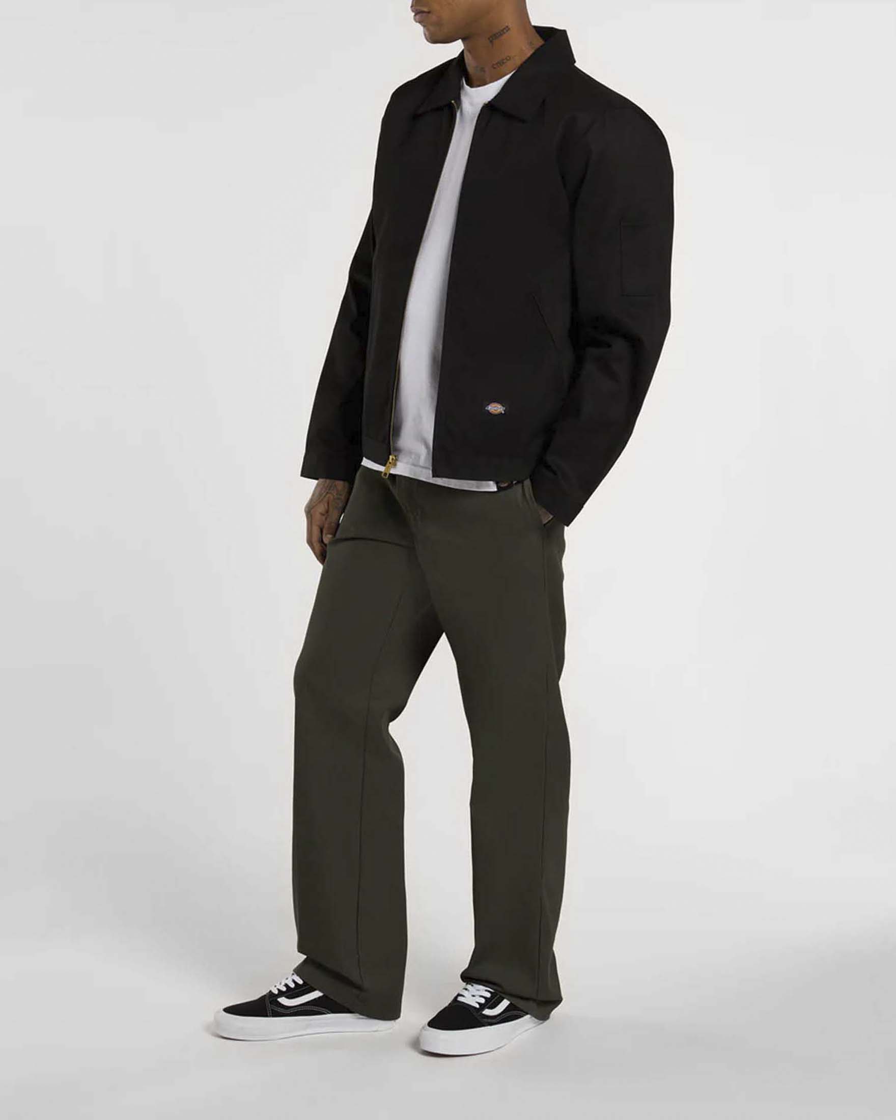 Giubbino Dickies nero in cotone con collo a camicia