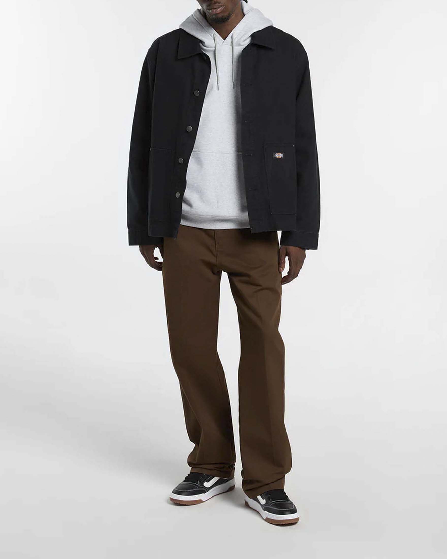 Giubbino Dickies nero in canvas di cotone con collo a camicia e bottoni