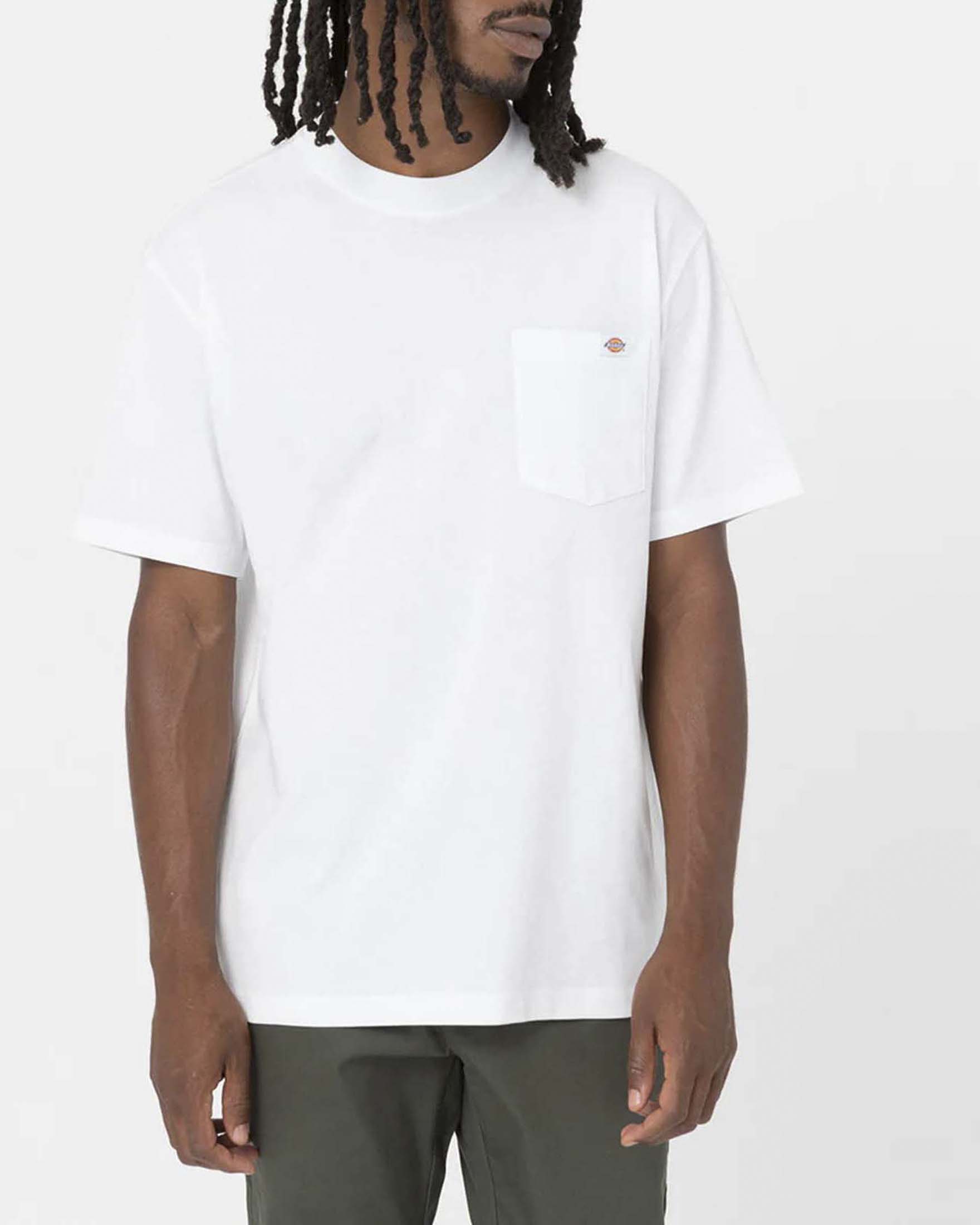 T-shirt mezza manica Dickies bianca in jersey di cotone con taschino al petto