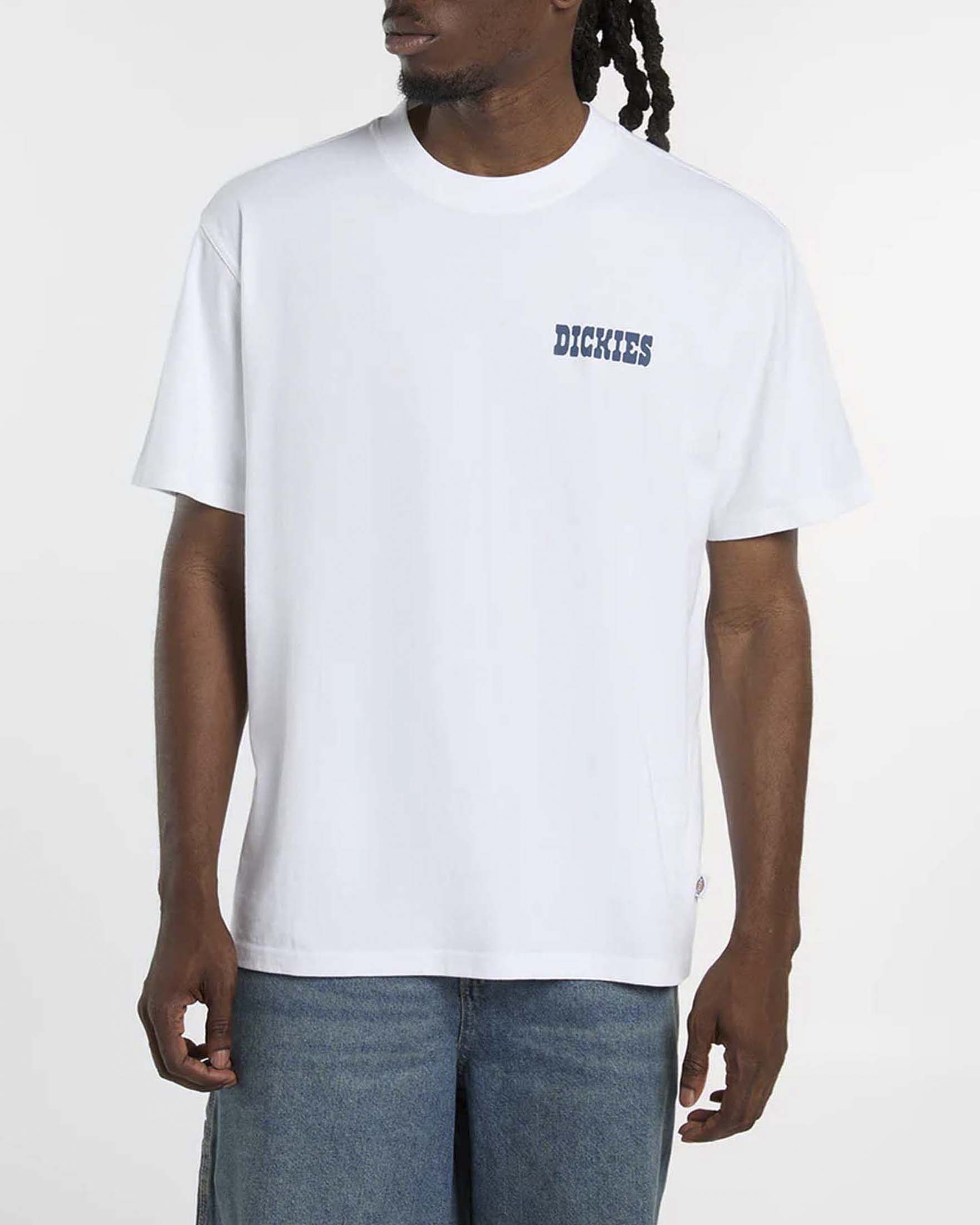 T-shirt mezza manica Dickies bianca in cotone con stampa grafica chiavi sul retro