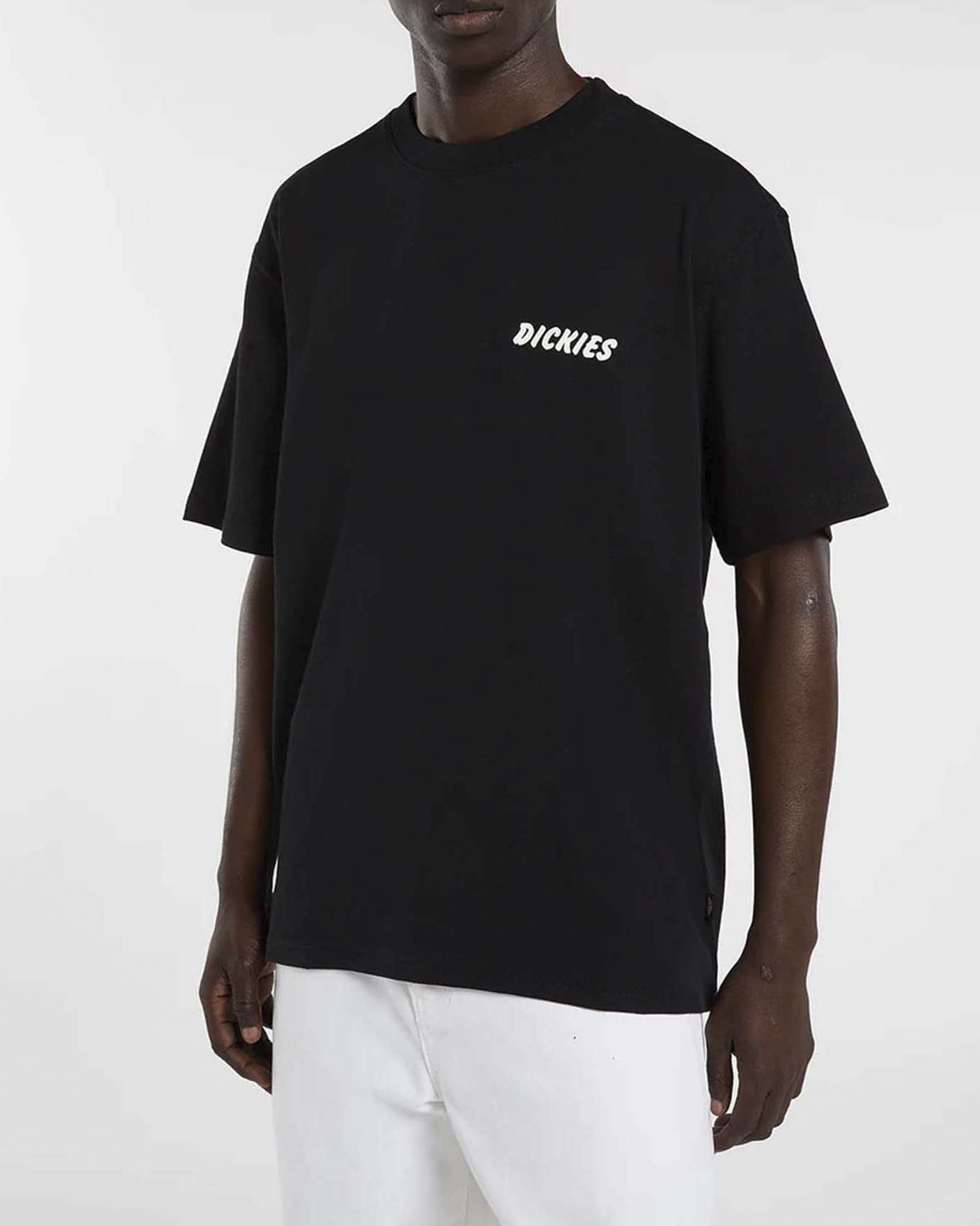 T-shirt mezza manica Dickies nera in cotone con stampa grafica sul retro