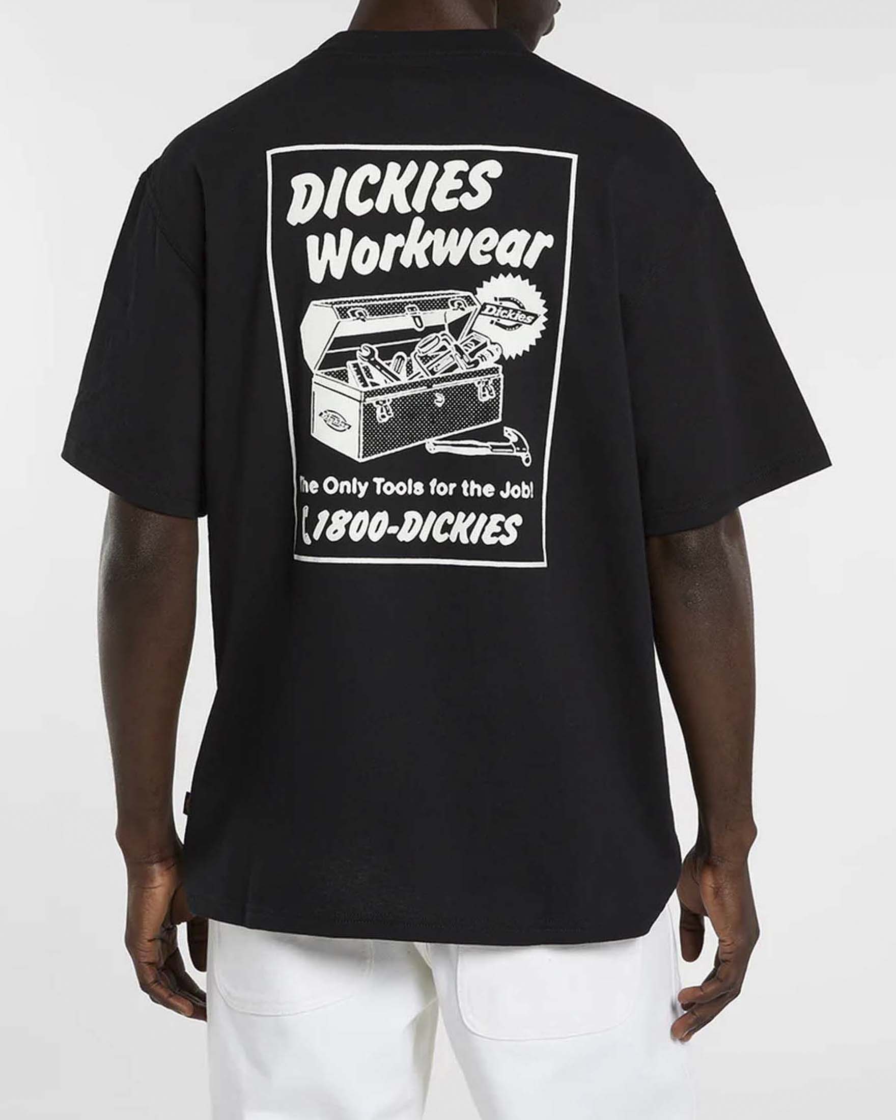 T-shirt mezza manica Dickies nera in cotone con stampa grafica sul retro image