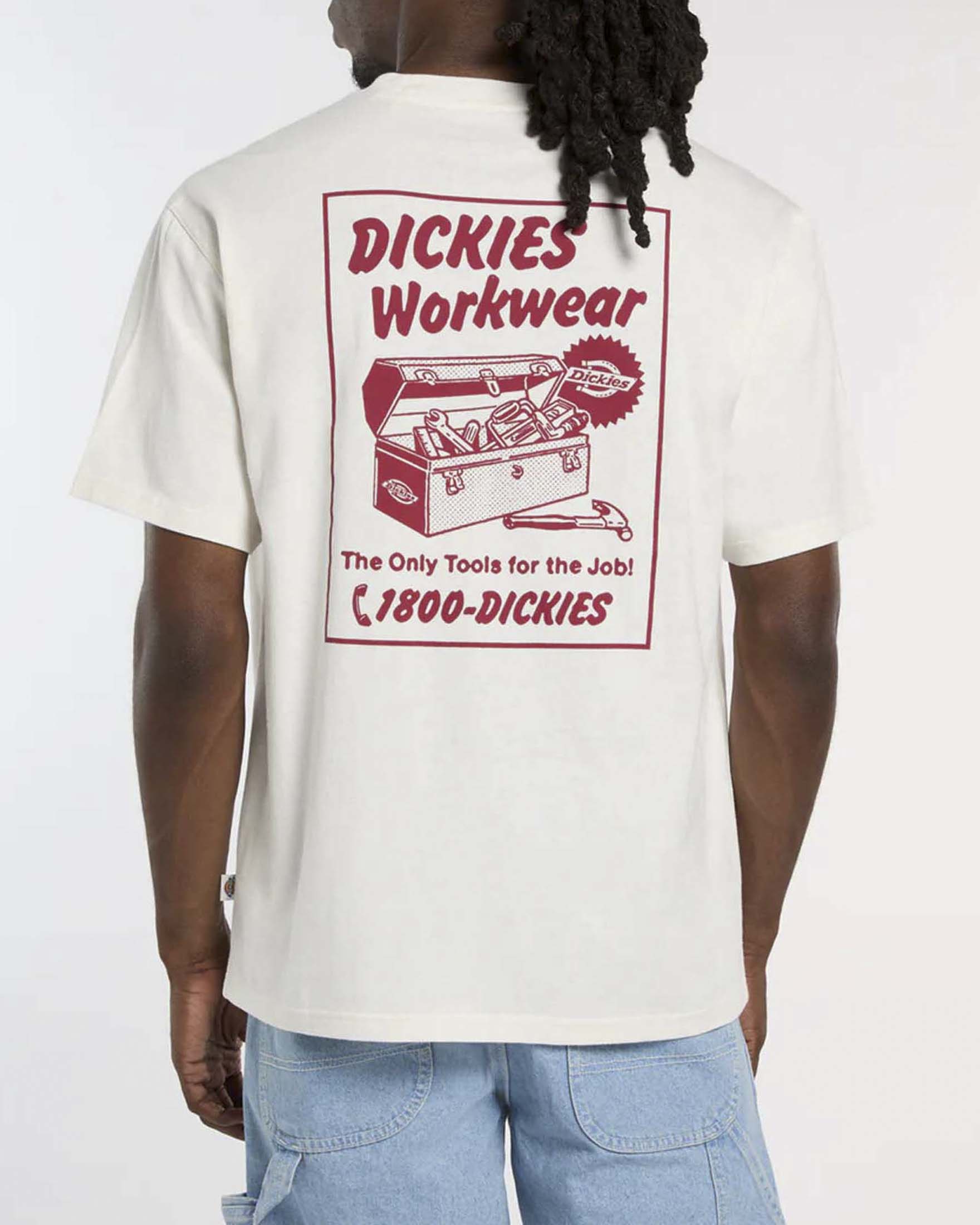 T-shirt mezza manica Dickies panna in cotone con stampa grafica sul retro image