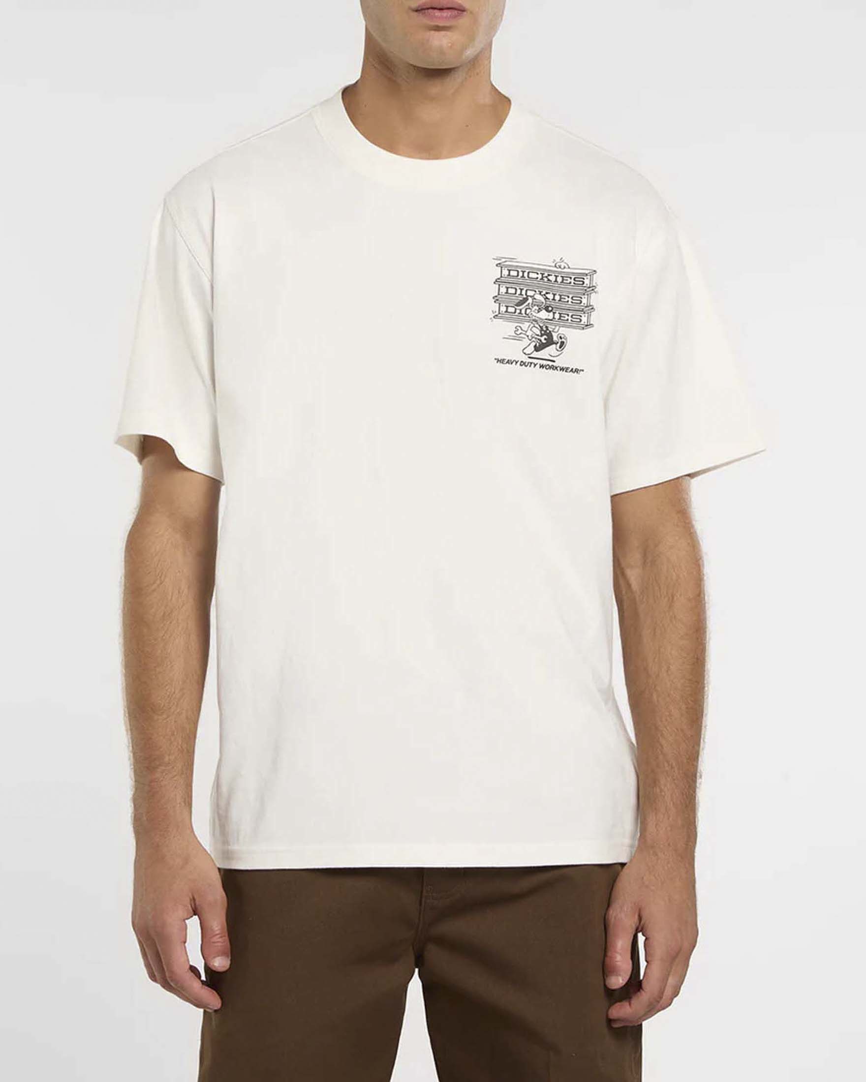 T-shirt mezza manica Dickies panna in cotone con stampa grafica sul petto