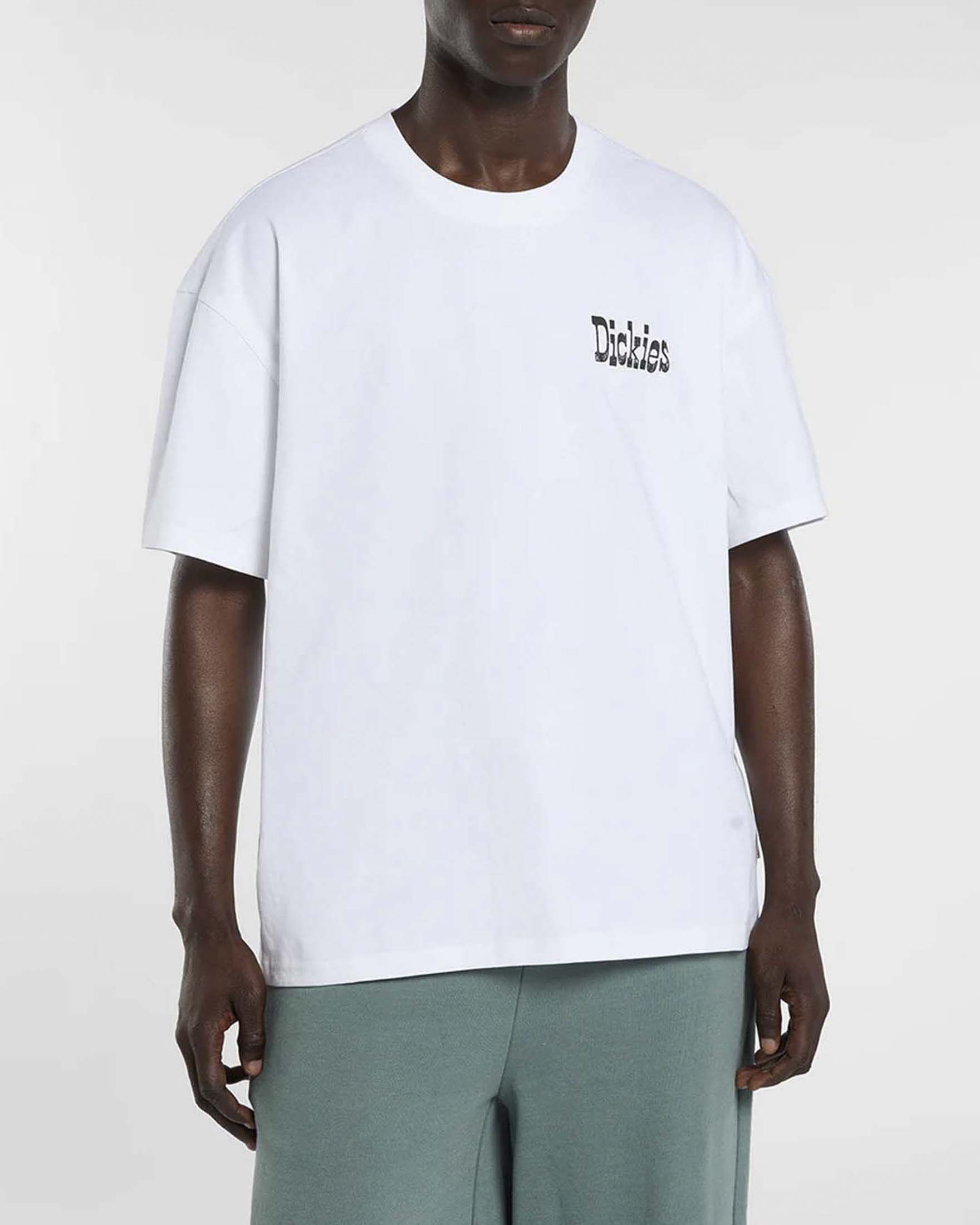 T-shirt mezza manica Dickies bianca in cotone con stampa grafica dadi sul retro
