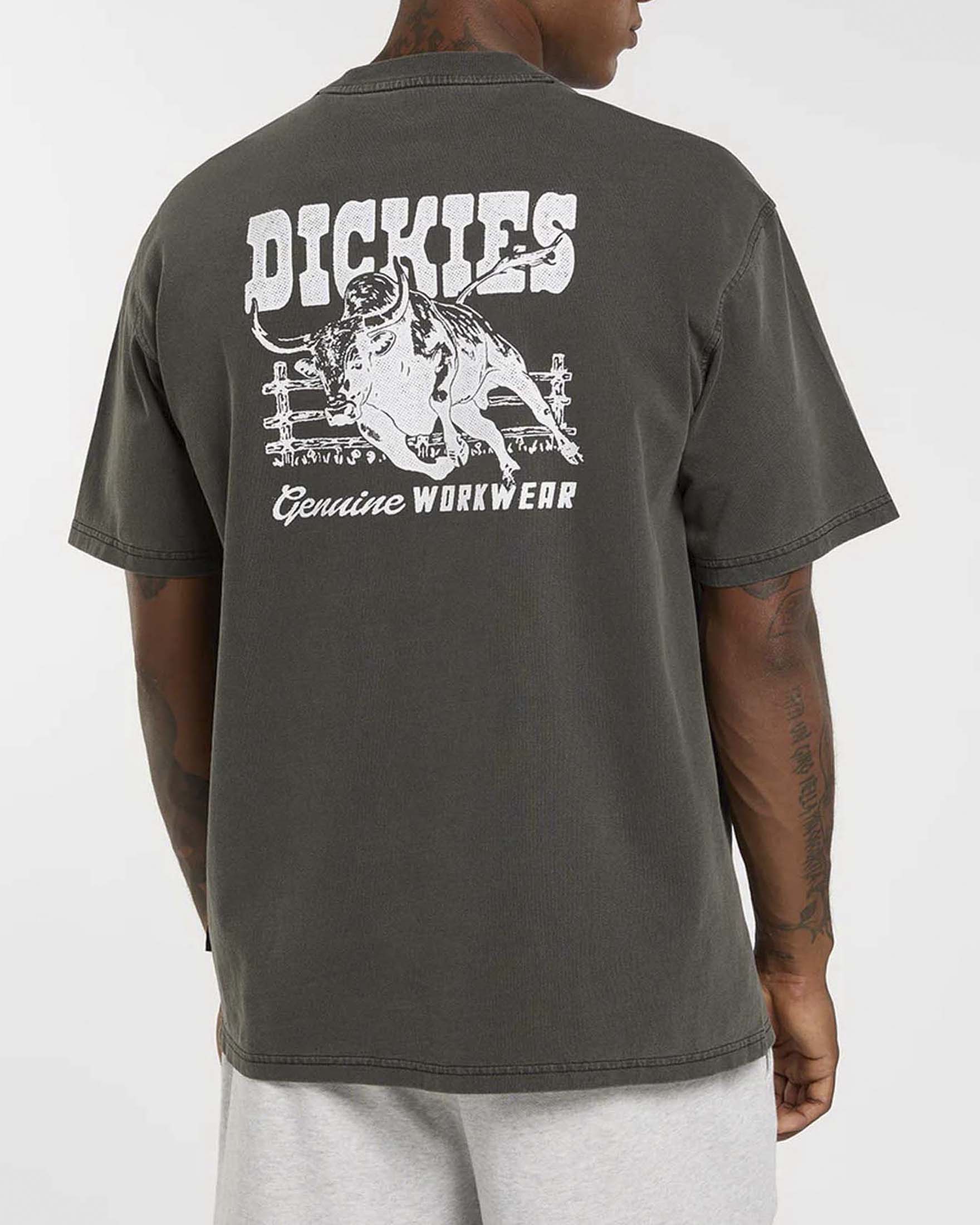 T-shirt mezza manica Dickies lavagna in cotone con stampa grafica buffalo ranch sul retro image