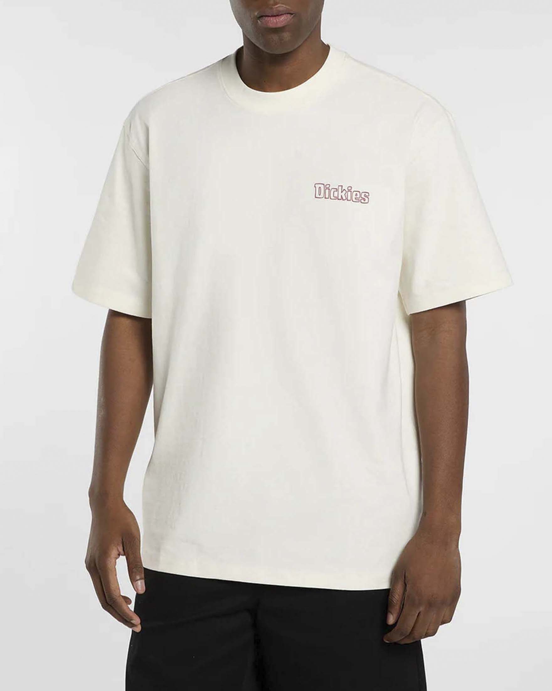 T-shirt mezza manica Dickies panna in cotone con stampa grafica attrezzi sul retro