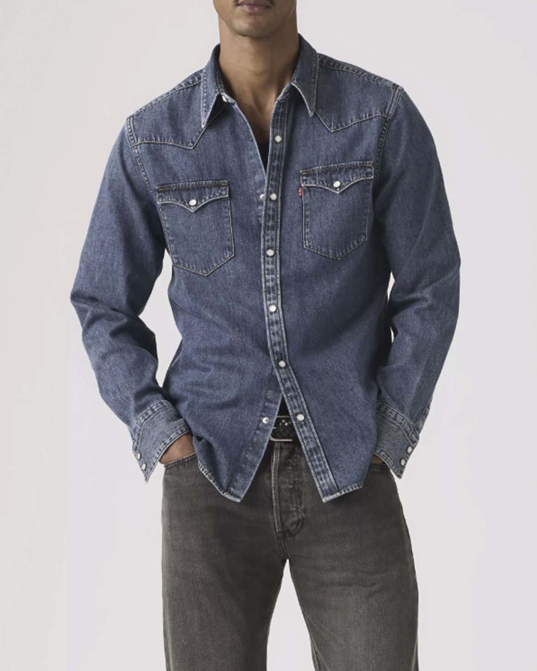 Camicia western Levi's lavaggio scuro in denim di cotone