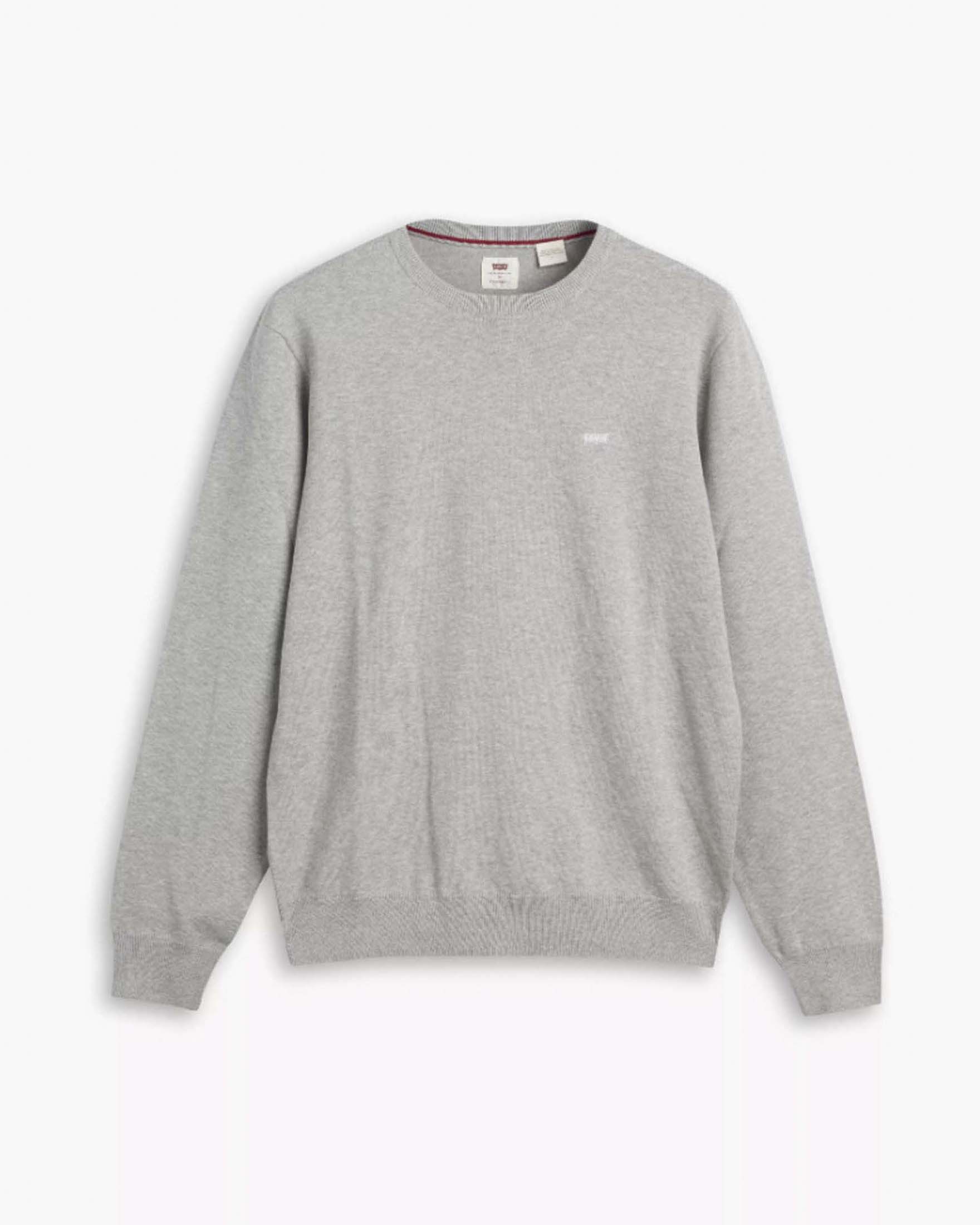Maglia girocollo Levi's grigio mélange in misto cotone con logo ricamato