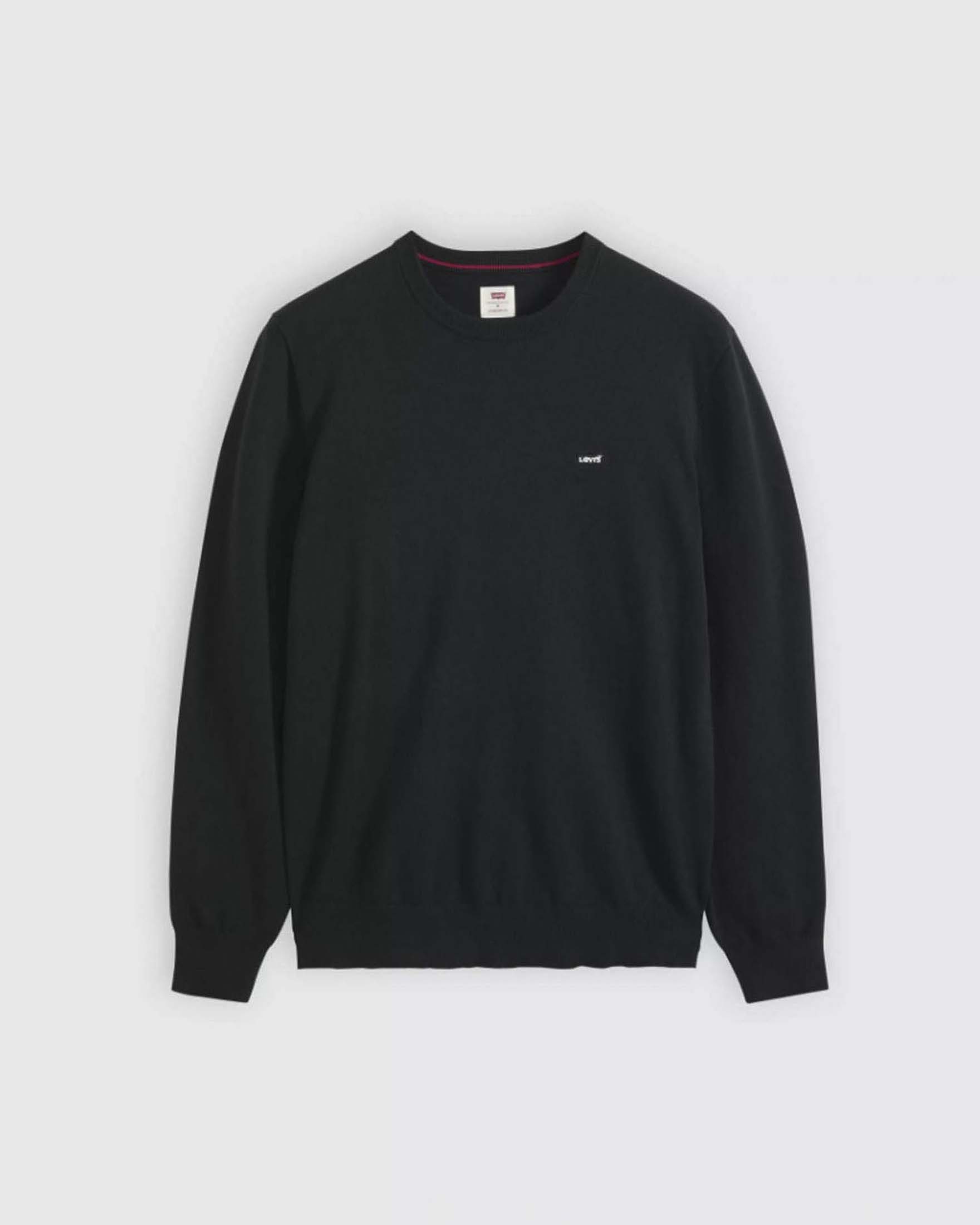 Maglia girocollo Levi's nera in misto cotone con logo ricamato