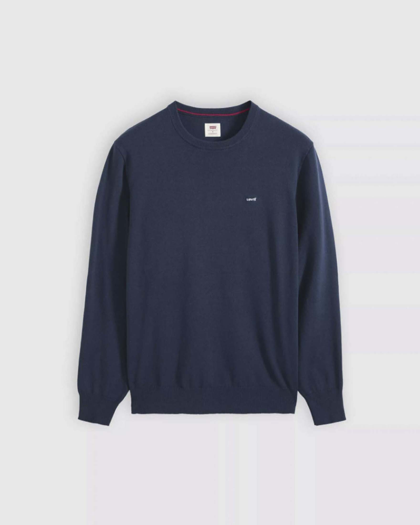 Maglia girocollo Levi's blu in misto cotone con logo ricamato