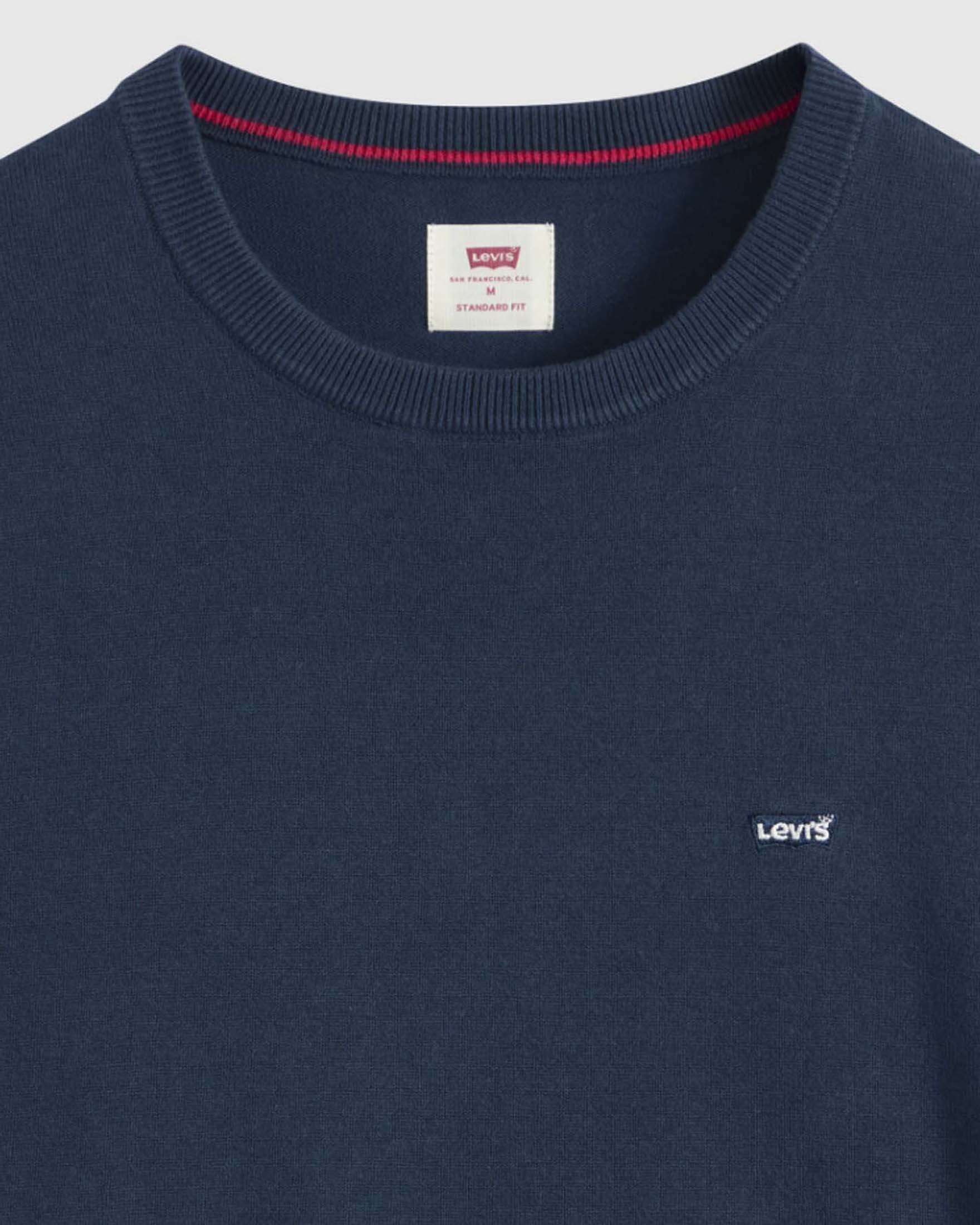Maglia girocollo Levi's blu in misto cotone con logo ricamato image