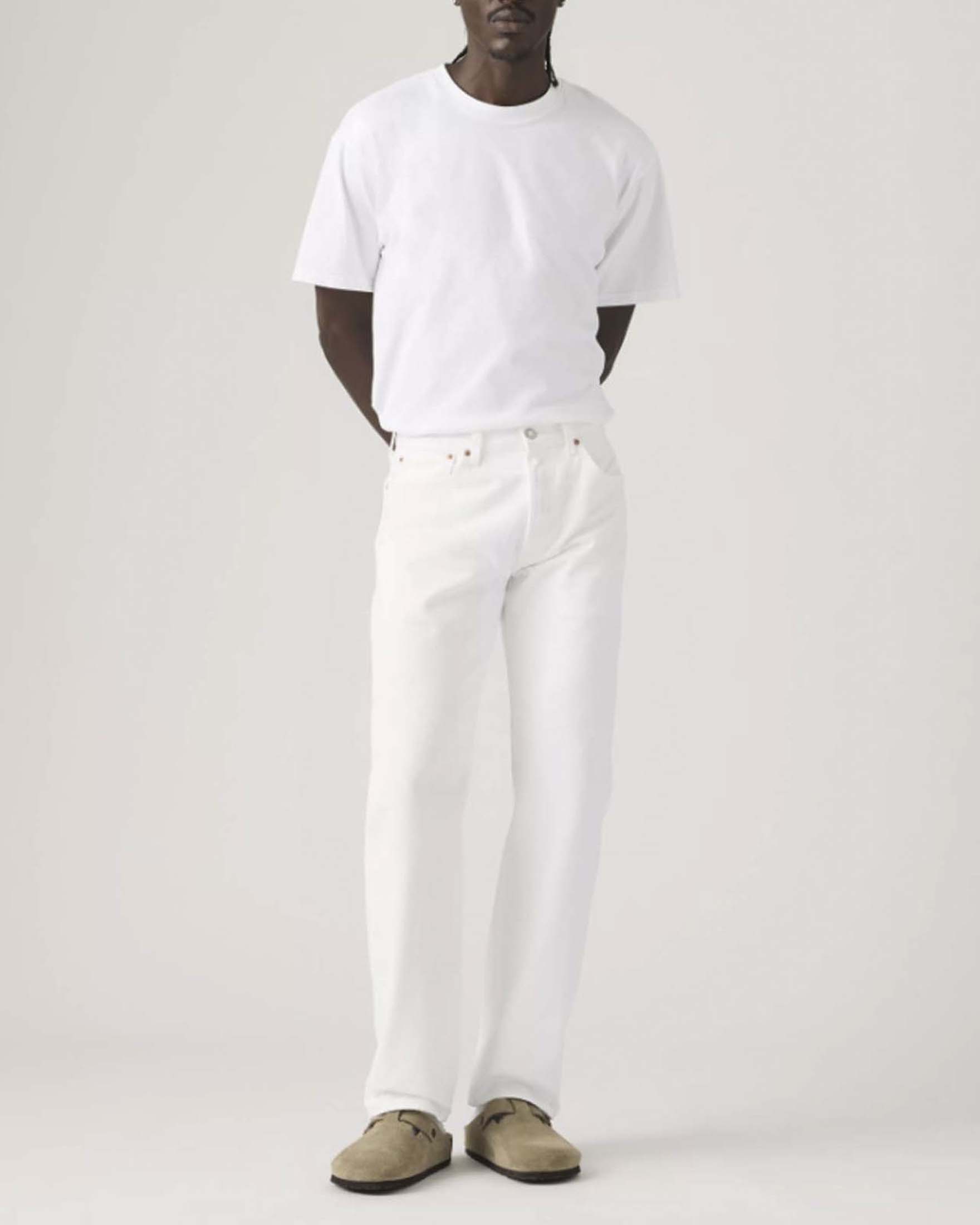 Jeans Levi's 501 bianco in bull di cotone con gamba dritta