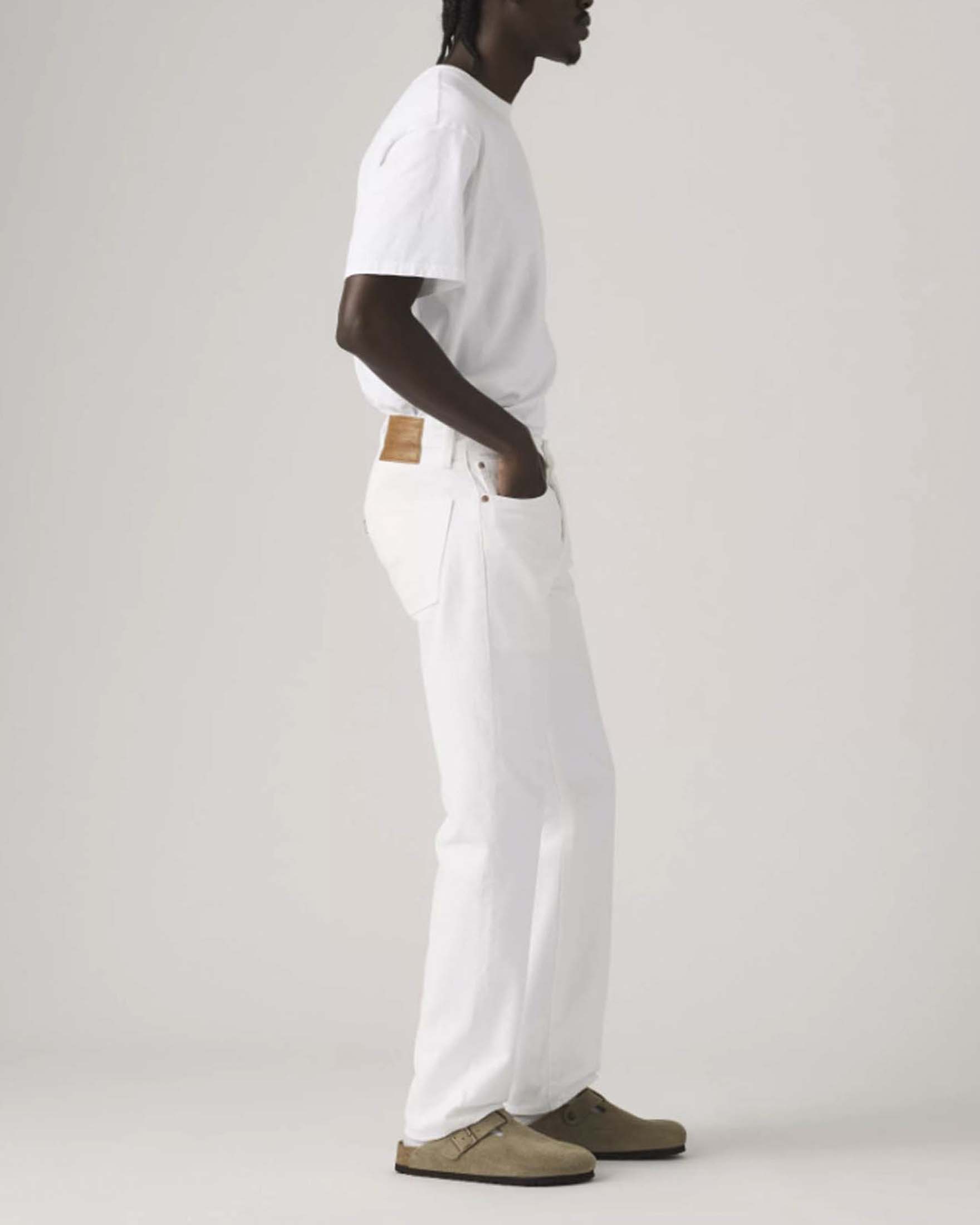 Jeans Levi's 501 bianco in bull di cotone con gamba dritta image