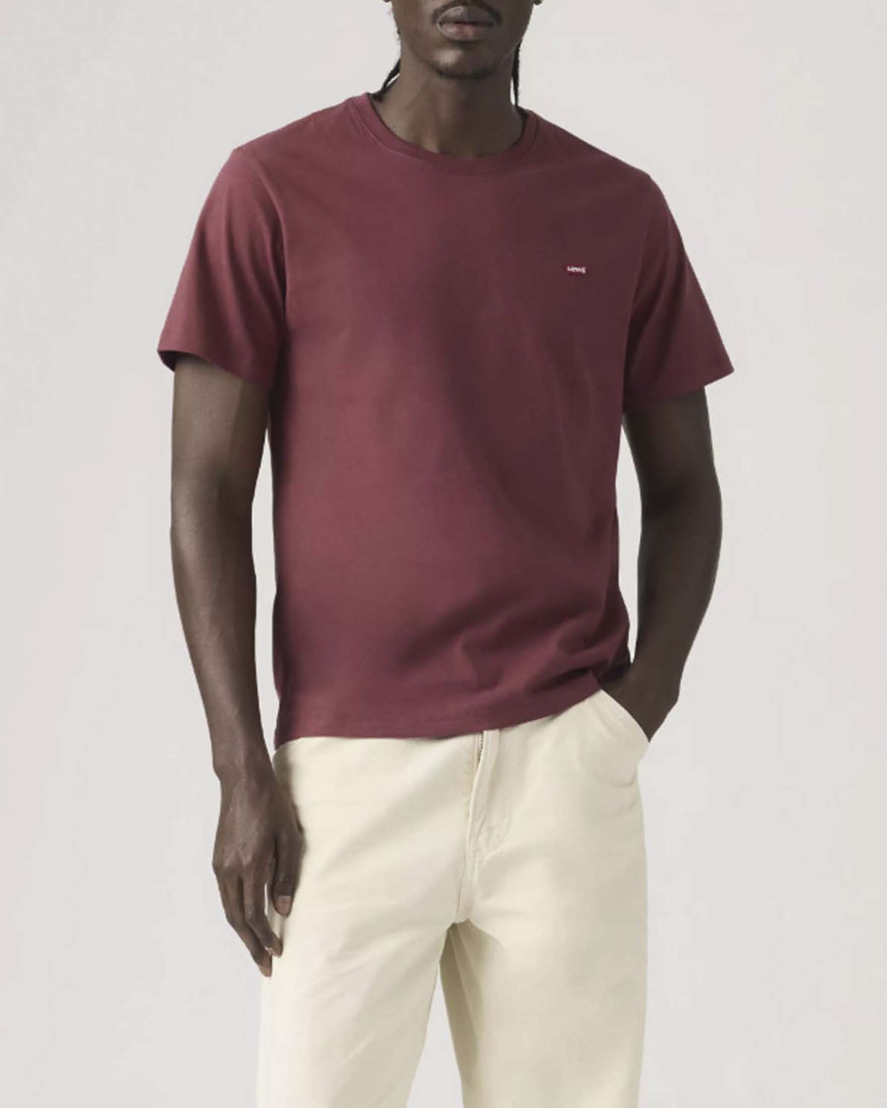 T-shirt girocollo Levi's bordeaux in cotone con logo ricamato