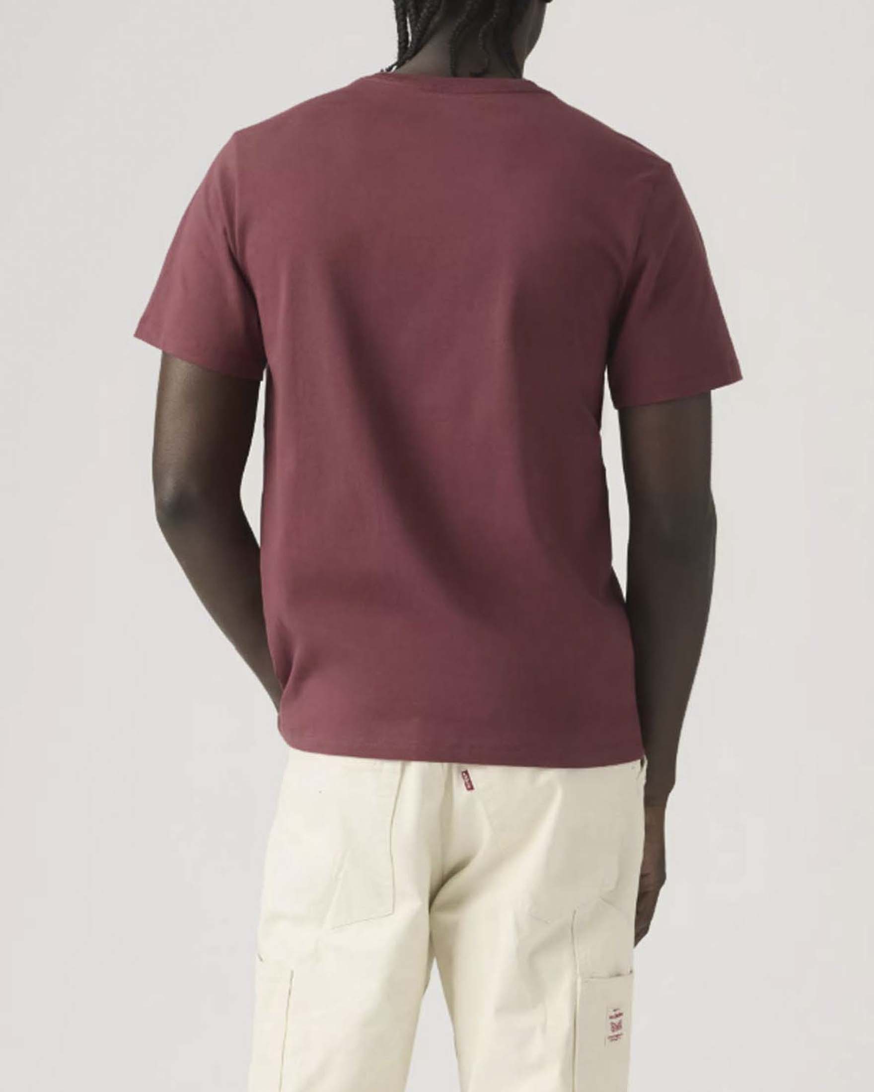T-shirt girocollo Levi's bordeaux in cotone con logo ricamato image
