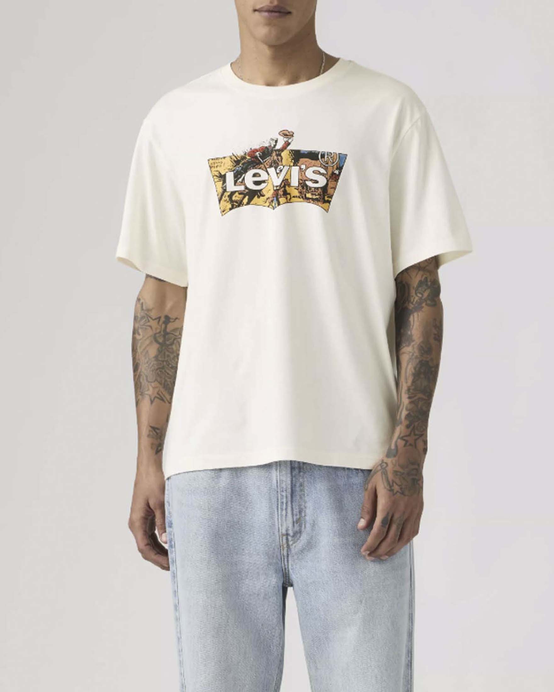 T-shirt mezza manica Levi's bianca in cotone con stampa logo batwing
