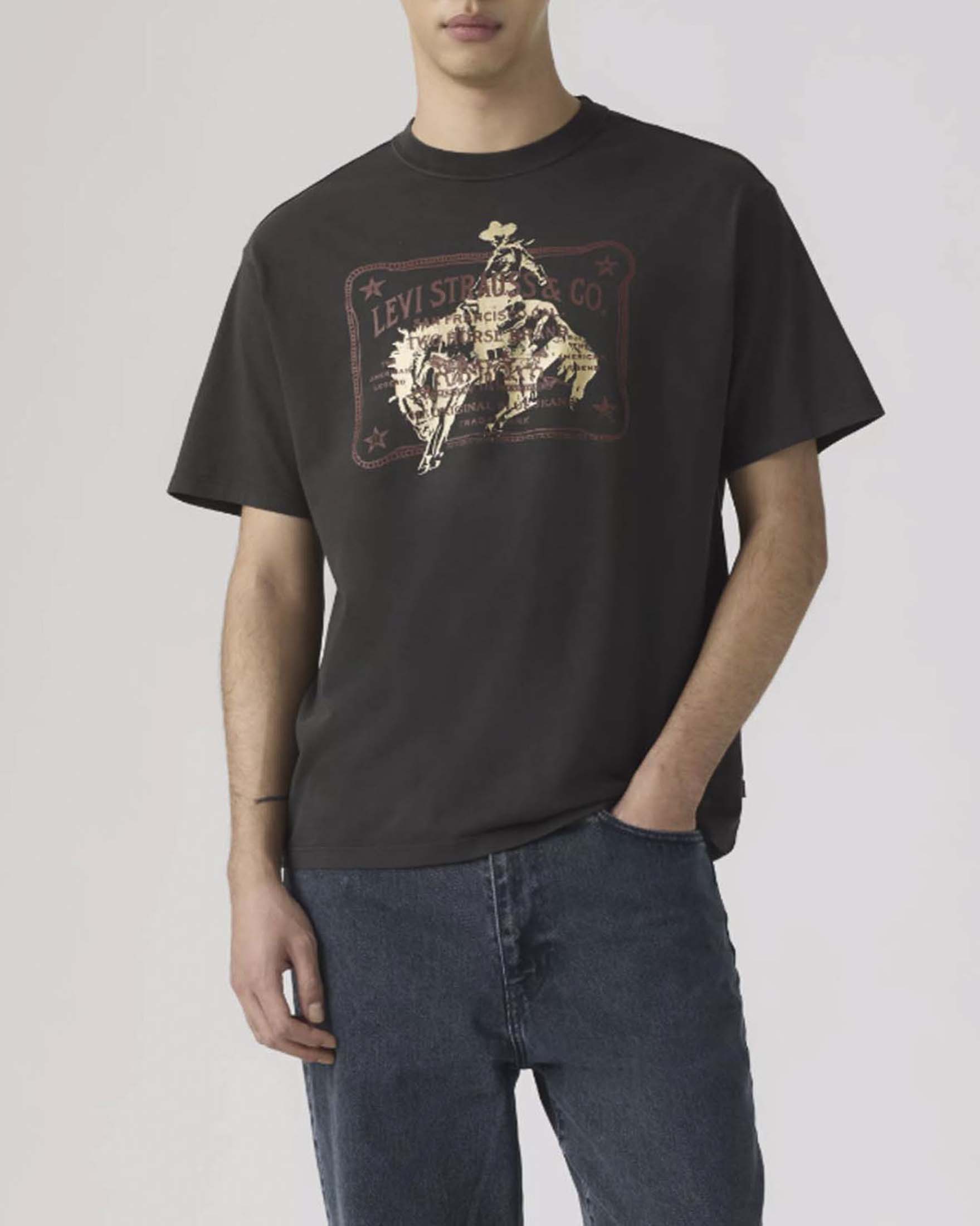 T-shirt Levi's nera in cotone con stampa grafica vintage