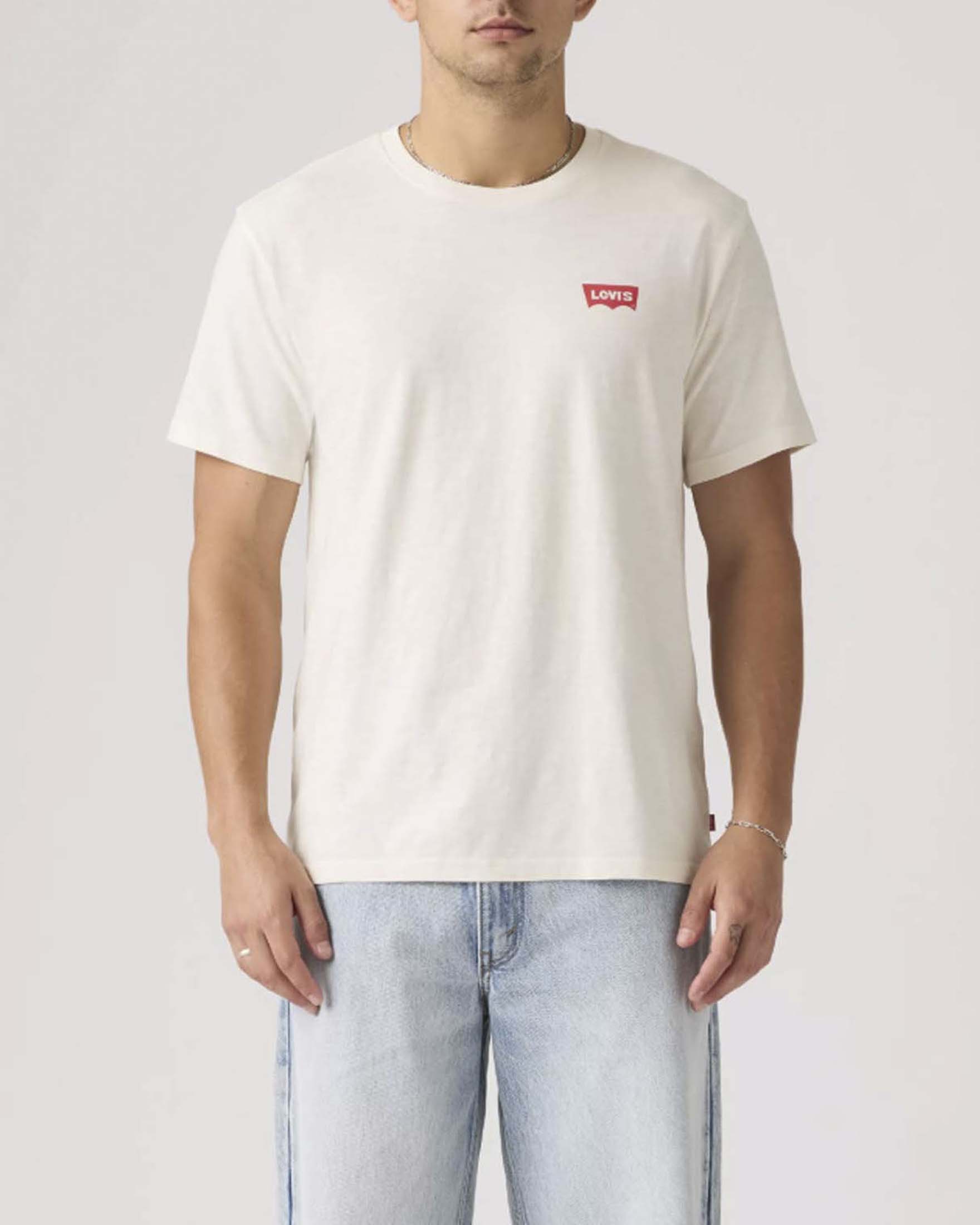 T-shirt Levi's bianca in cotone fiammato con stampa grafica sul retro