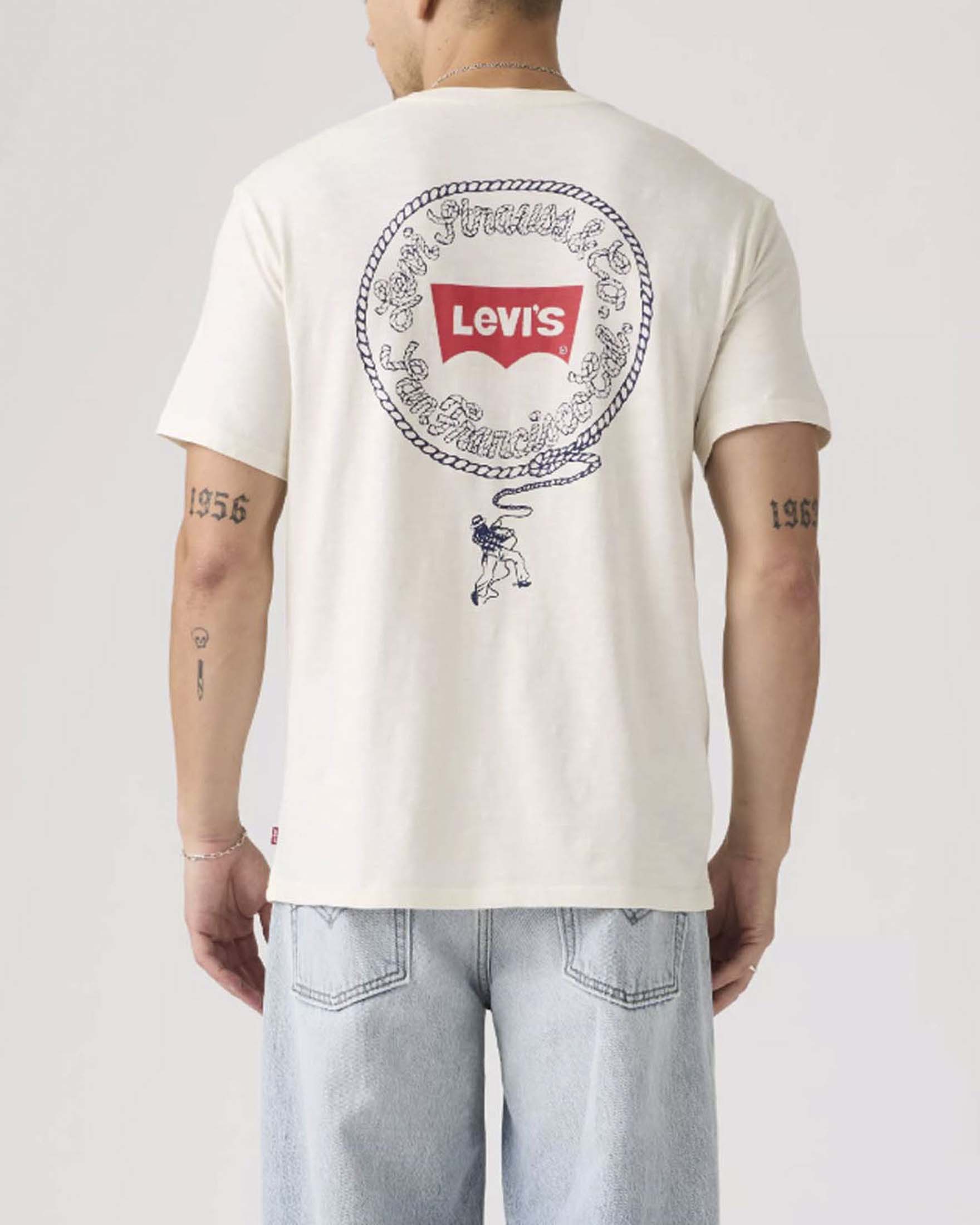 T-shirt Levi's bianca in cotone fiammato con stampa grafica sul retro image