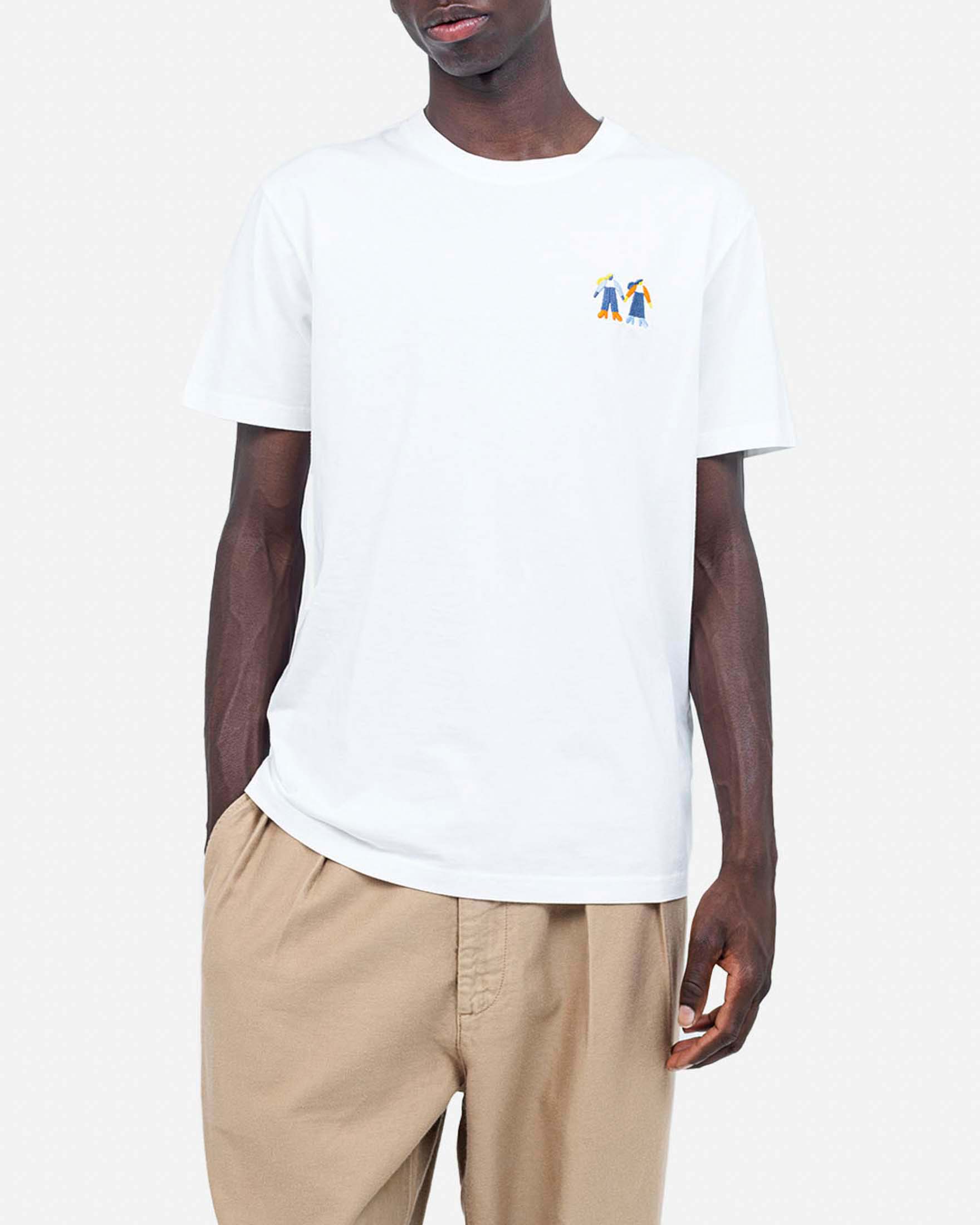 T-shirt Olow bianca in cotone con stampa Life