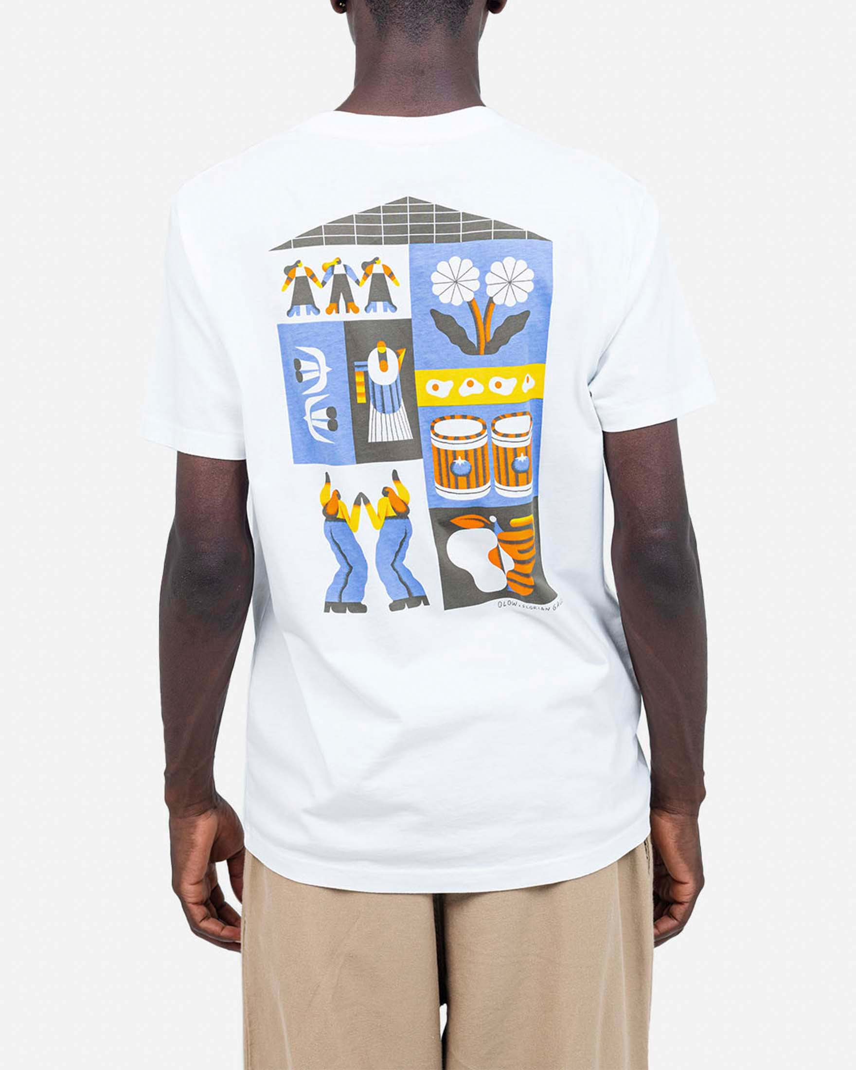 T-shirt Olow bianca in cotone con stampa Life image