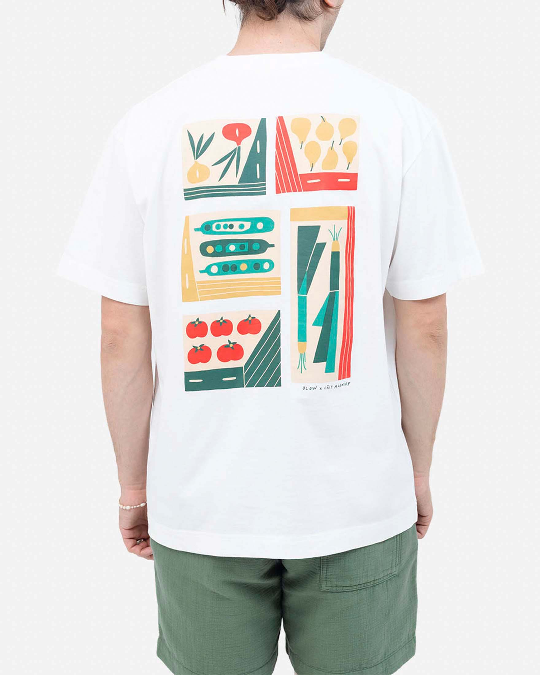 T-shirt Olow bianca in cotone con stampa grafica sul retro image