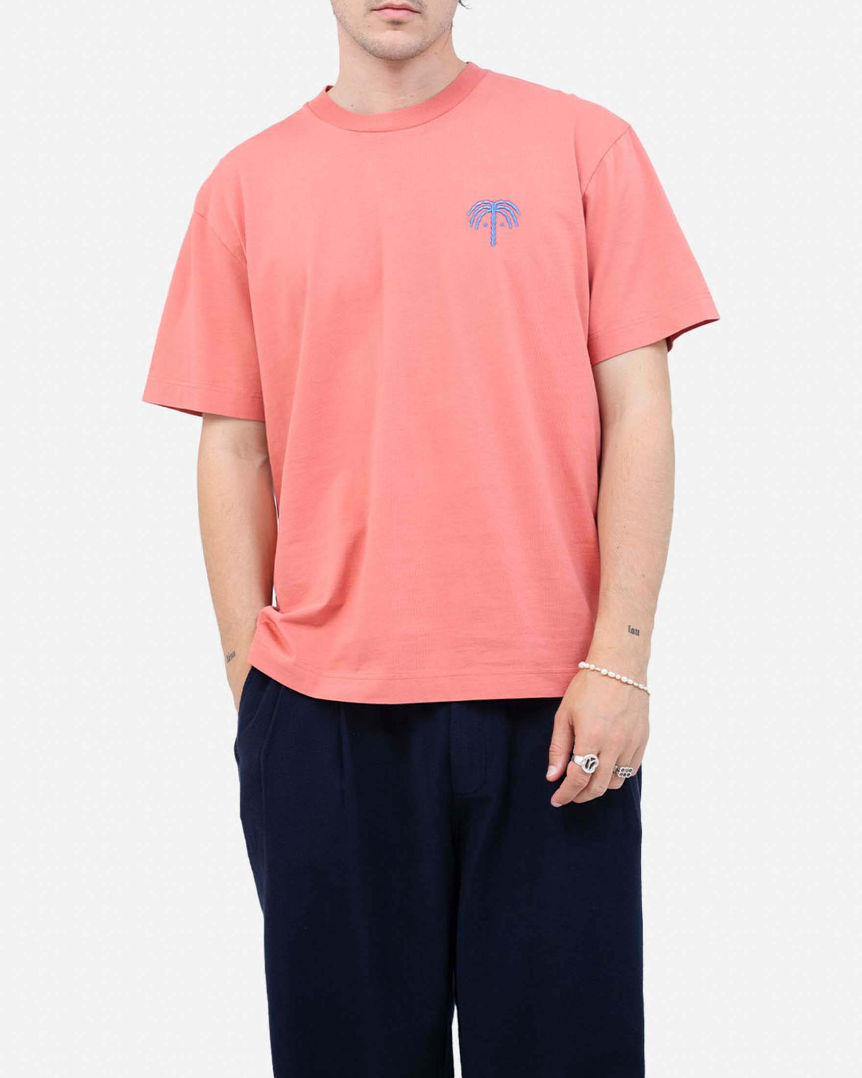 T-shirt Olow corallo in cotone con stampa grafica