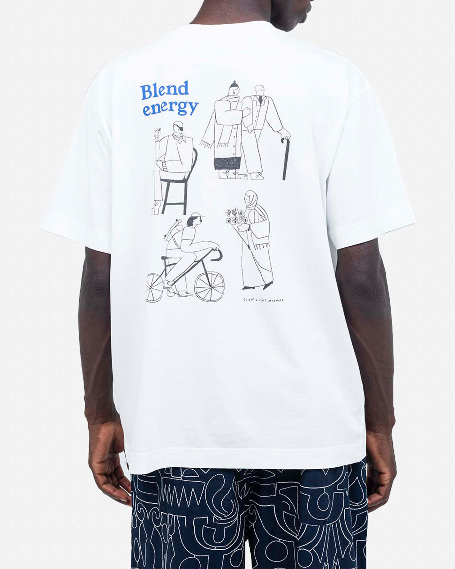 T-shirt Olow bianca in cotone con stampa grafica bici image