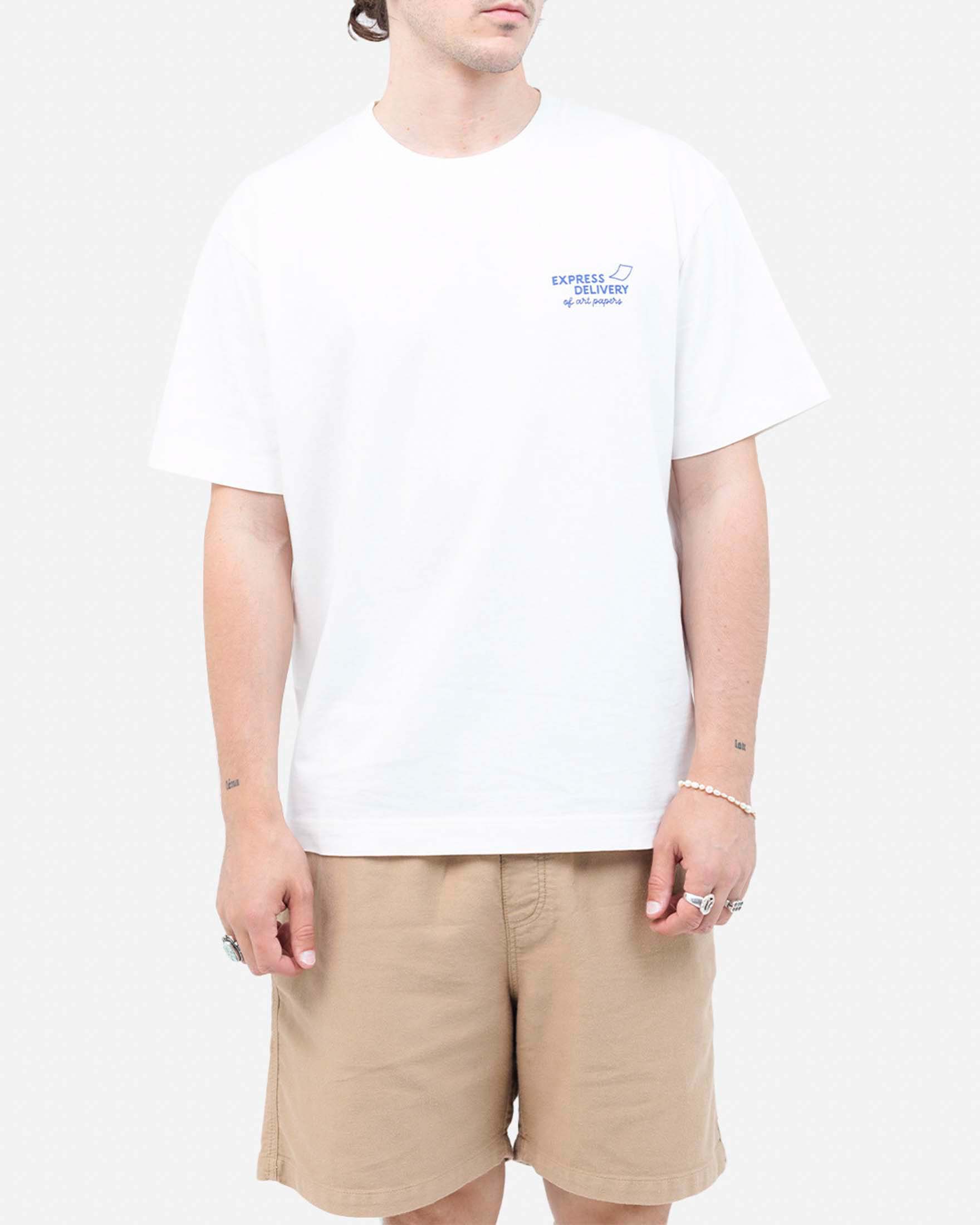 T-shirt Olow bianca in cotone con stampa Express Delivery