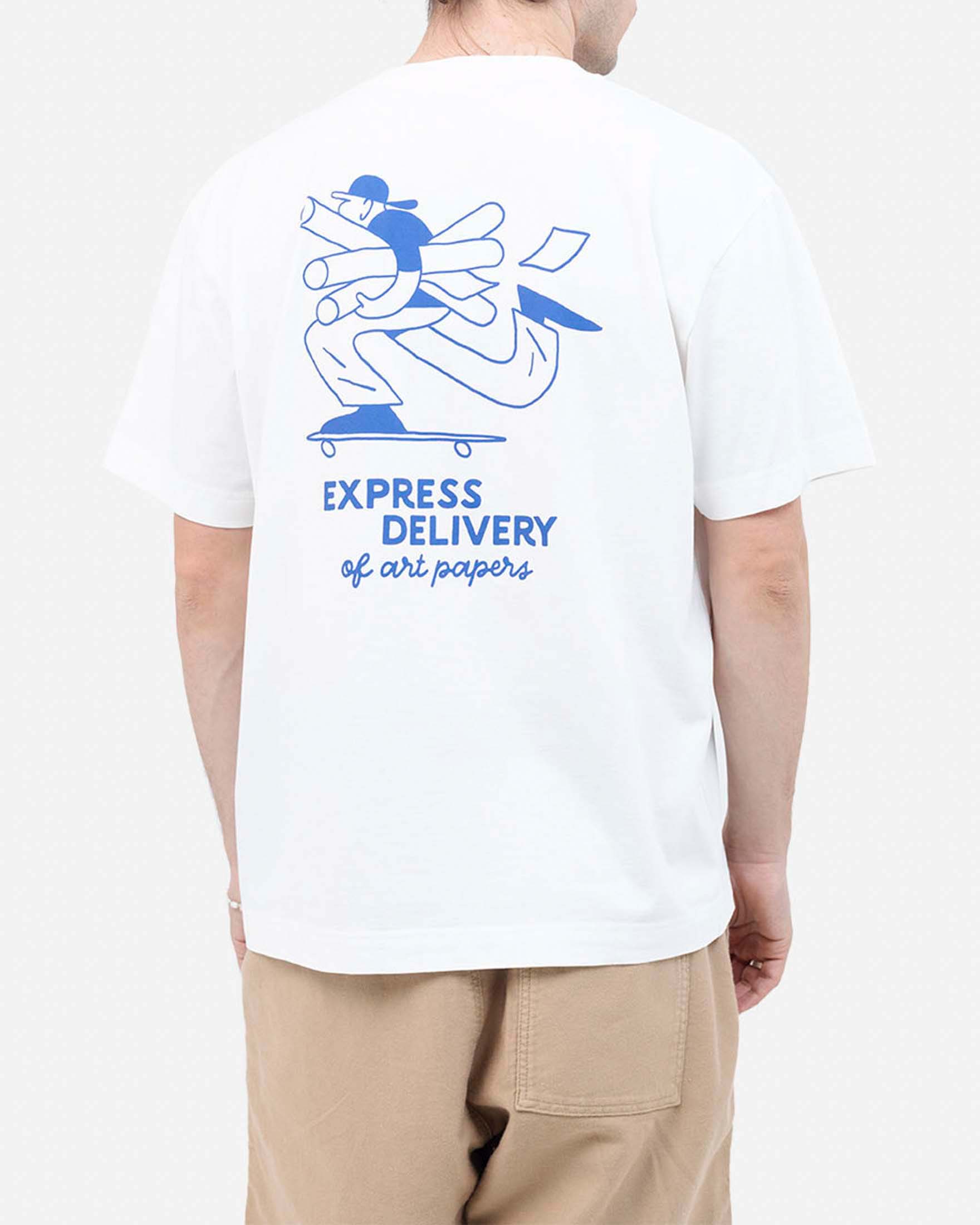 T-shirt Olow bianca in cotone con stampa Express Delivery image