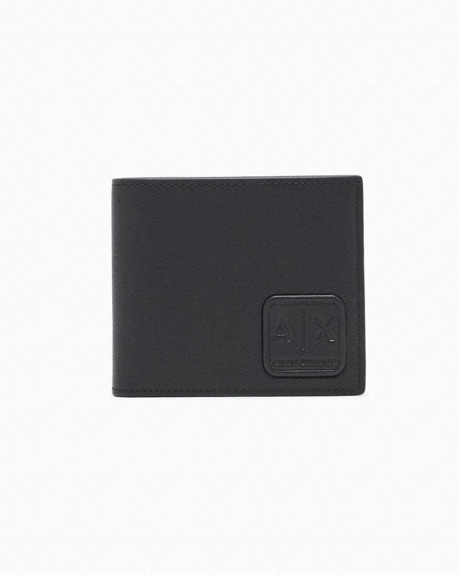 Portafoglio Armani Exchange nero in similpelle con logo quadrato