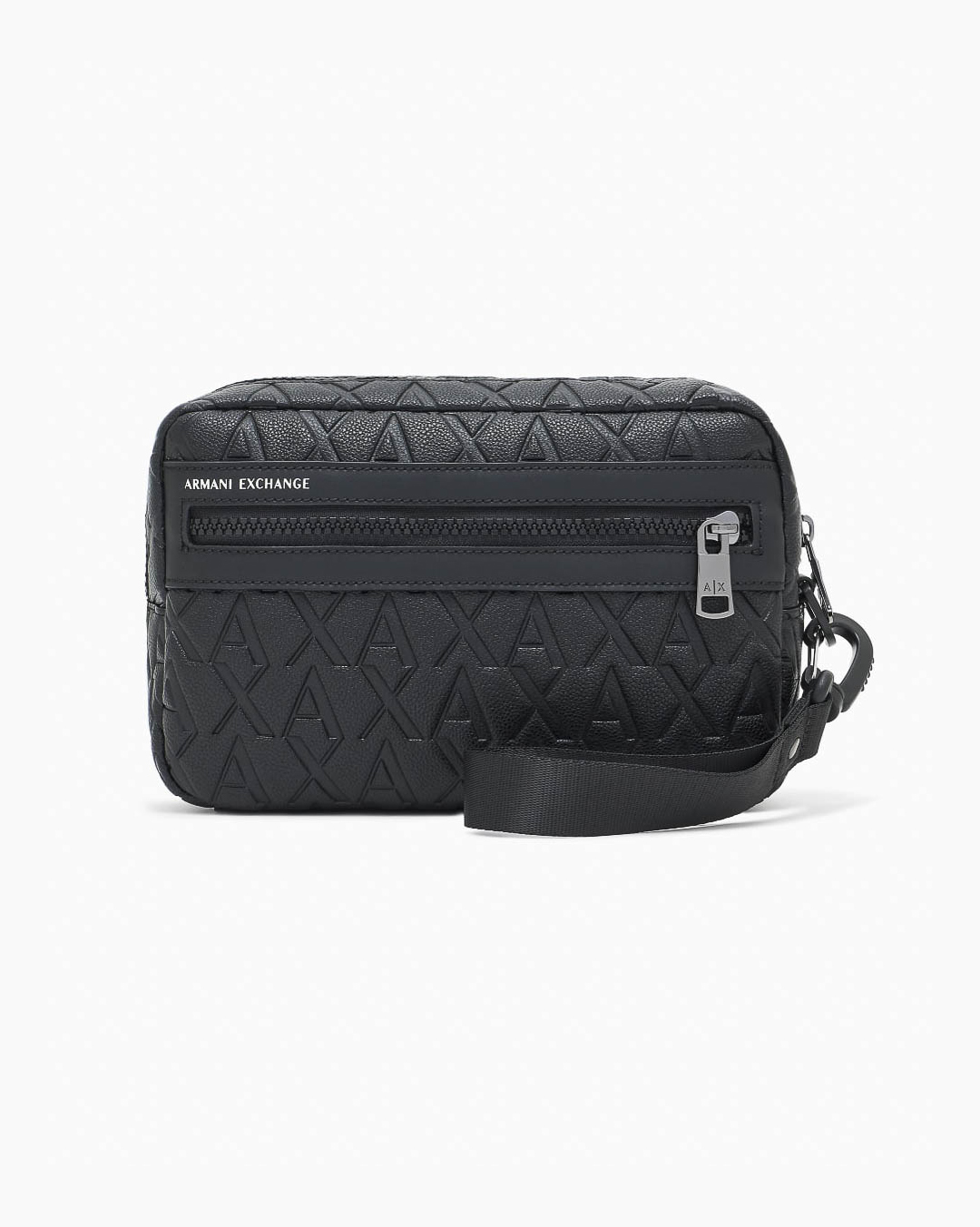 Pochette Armani Exchange nera in similpelle con logo monogramma image
