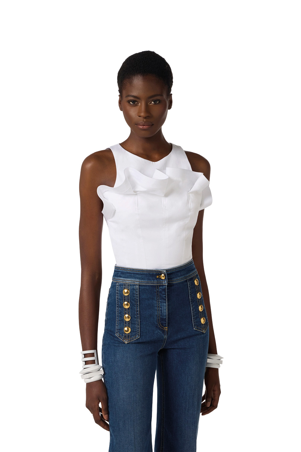 Top in Cotone Stretch con Balza