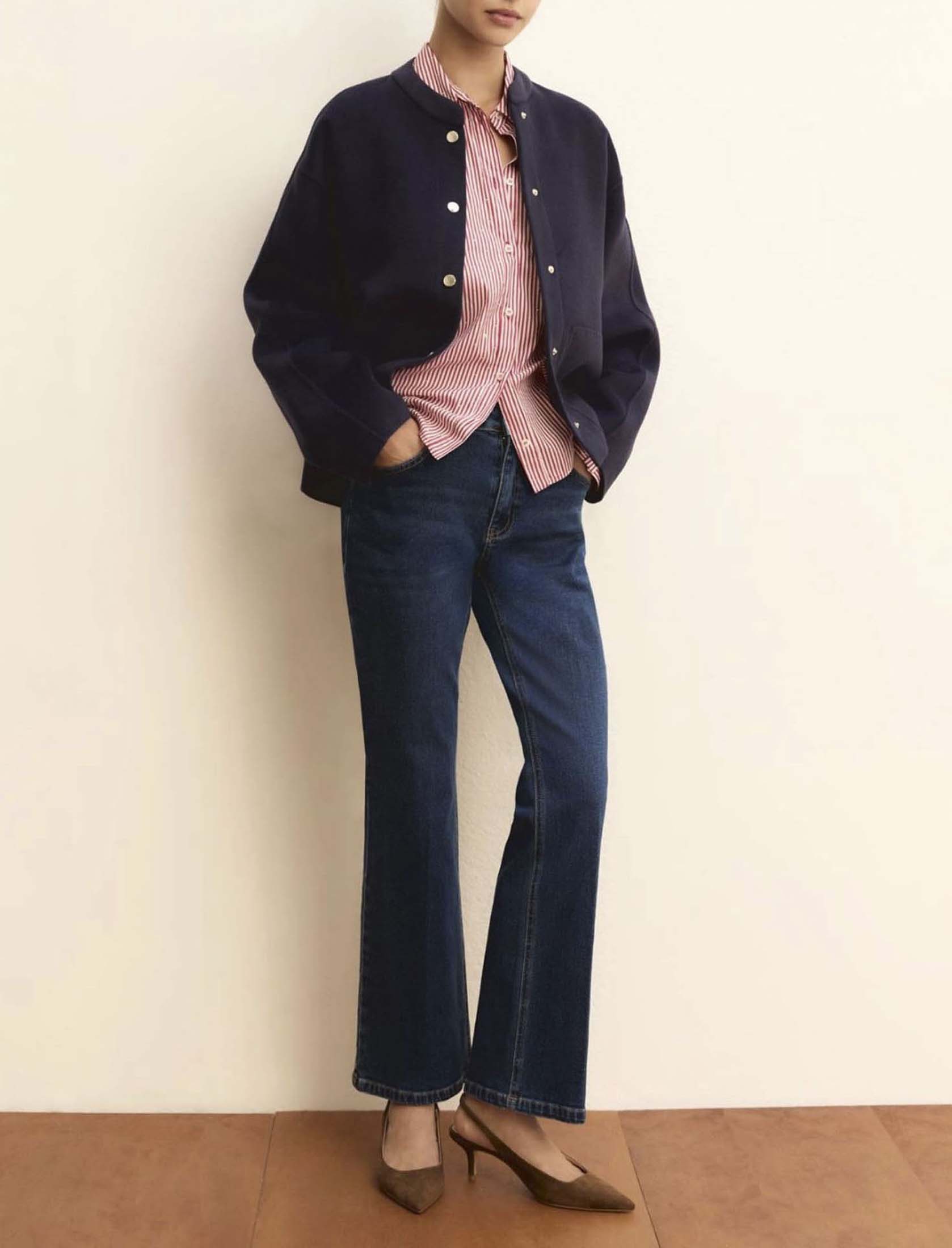 Jeans slim Emme Marella lavaggio stonewash in cotone strech con fondo flare