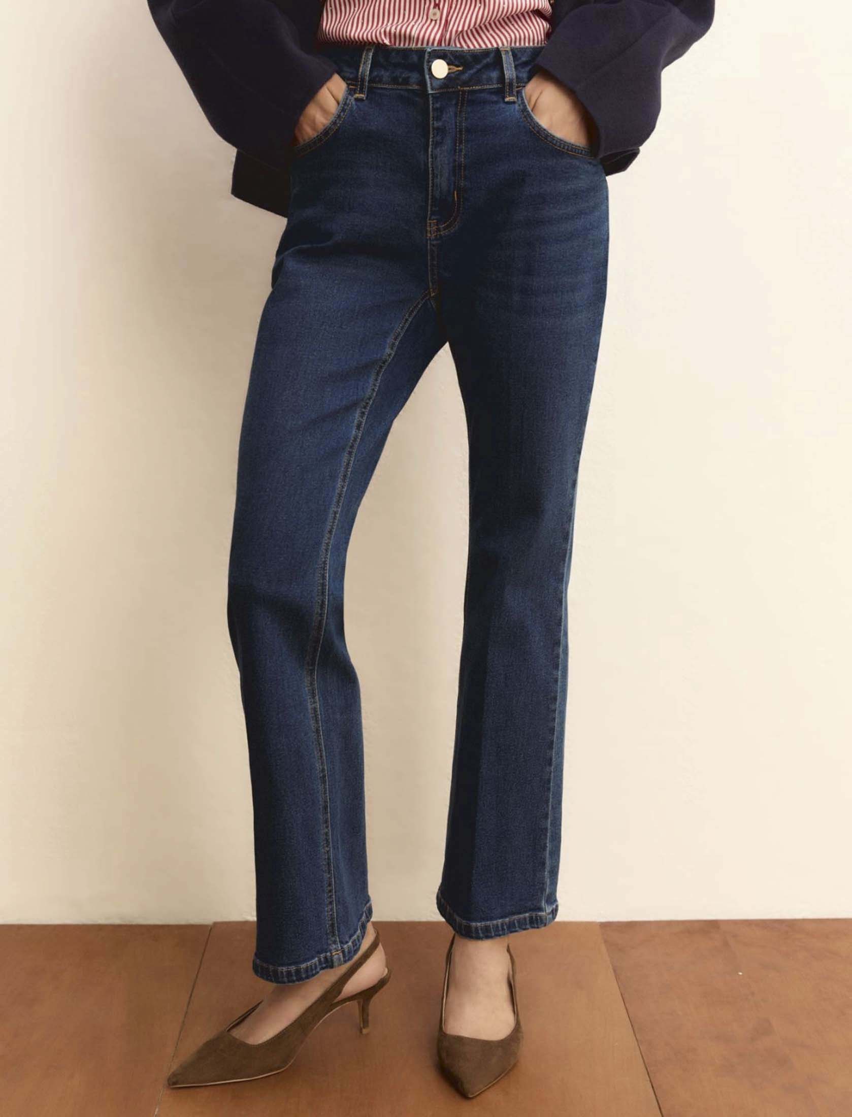 Jeans slim Emme Marella lavaggio stonewash in cotone strech con fondo flare image