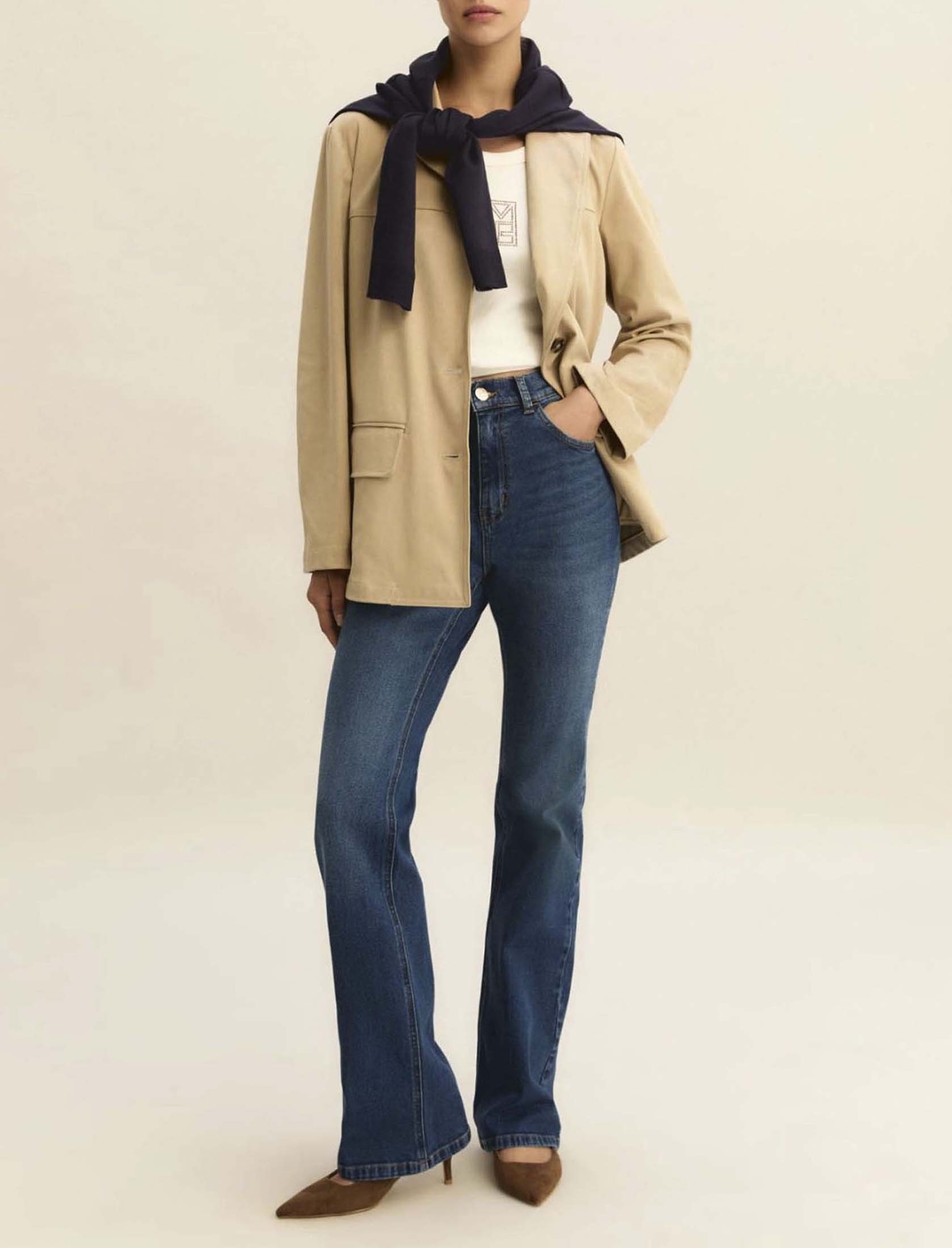 Jeans bootcut Emme Marella blu in denim di cotone stretch con linea svasata