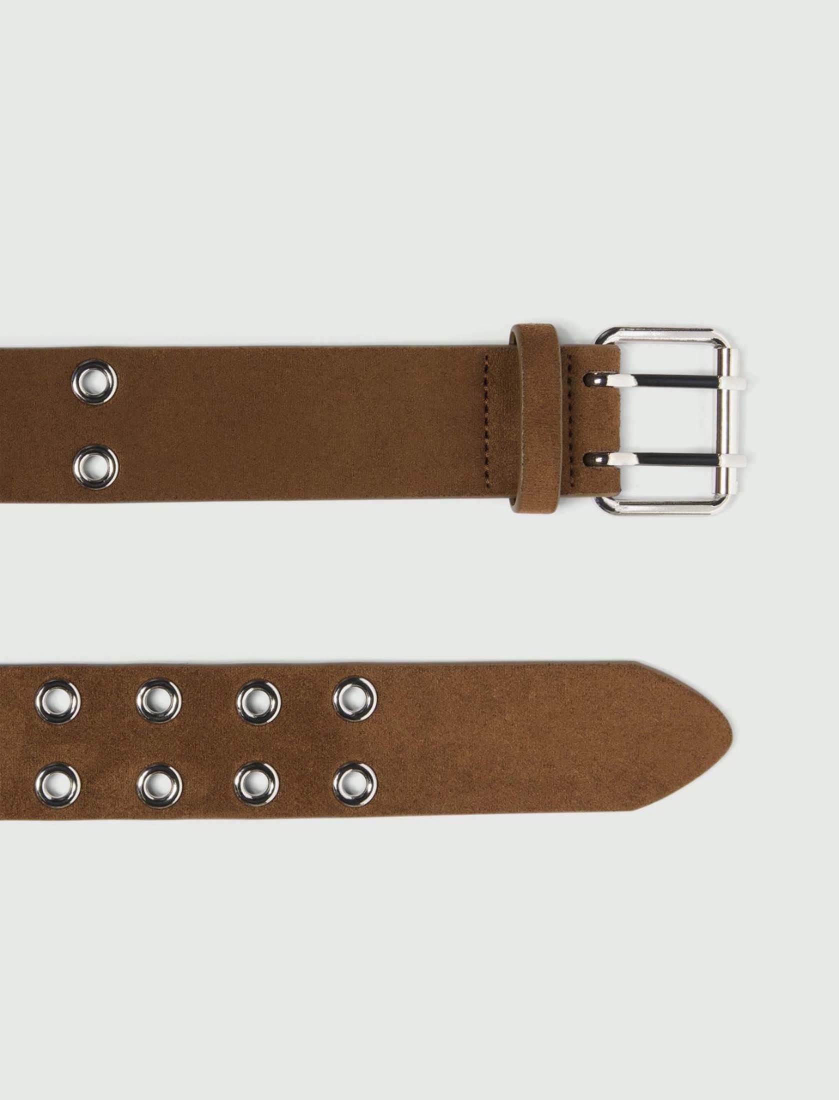 Cintura media altezza Emme Marella moro effetto suede con borchie a stella e fibbia argento image