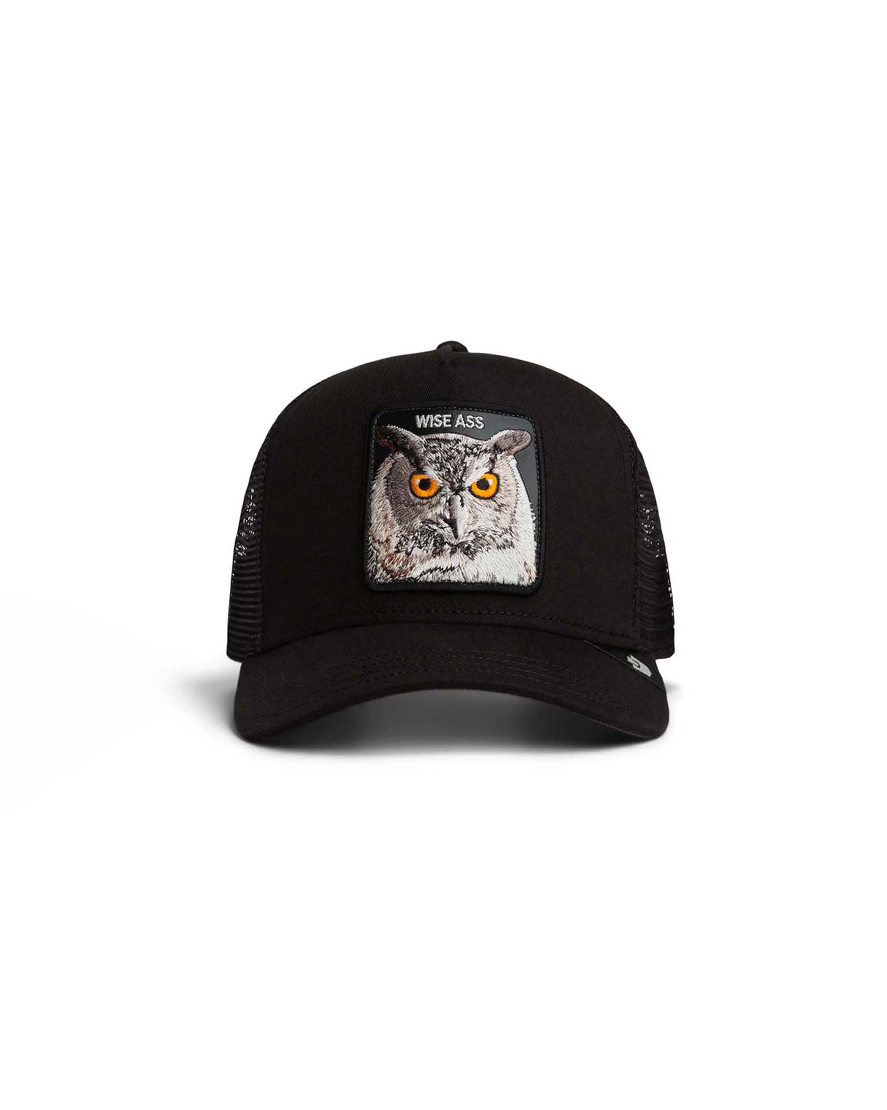 Berretto trucker Wise Ass nero con patch gufo