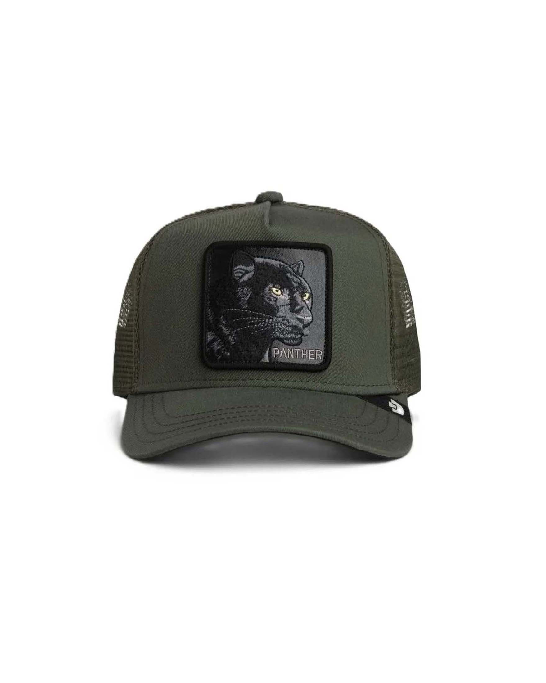 Berretto trucker Panther verde militare con patch pantera