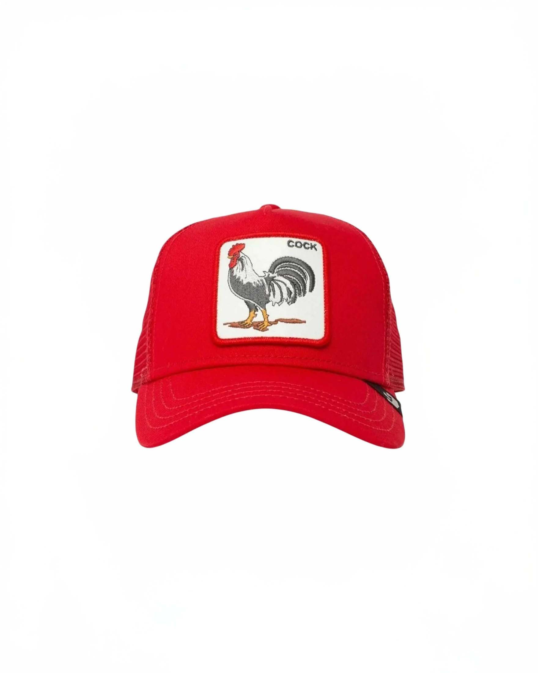 Berretto trucker Cock rosso con patch gallo
