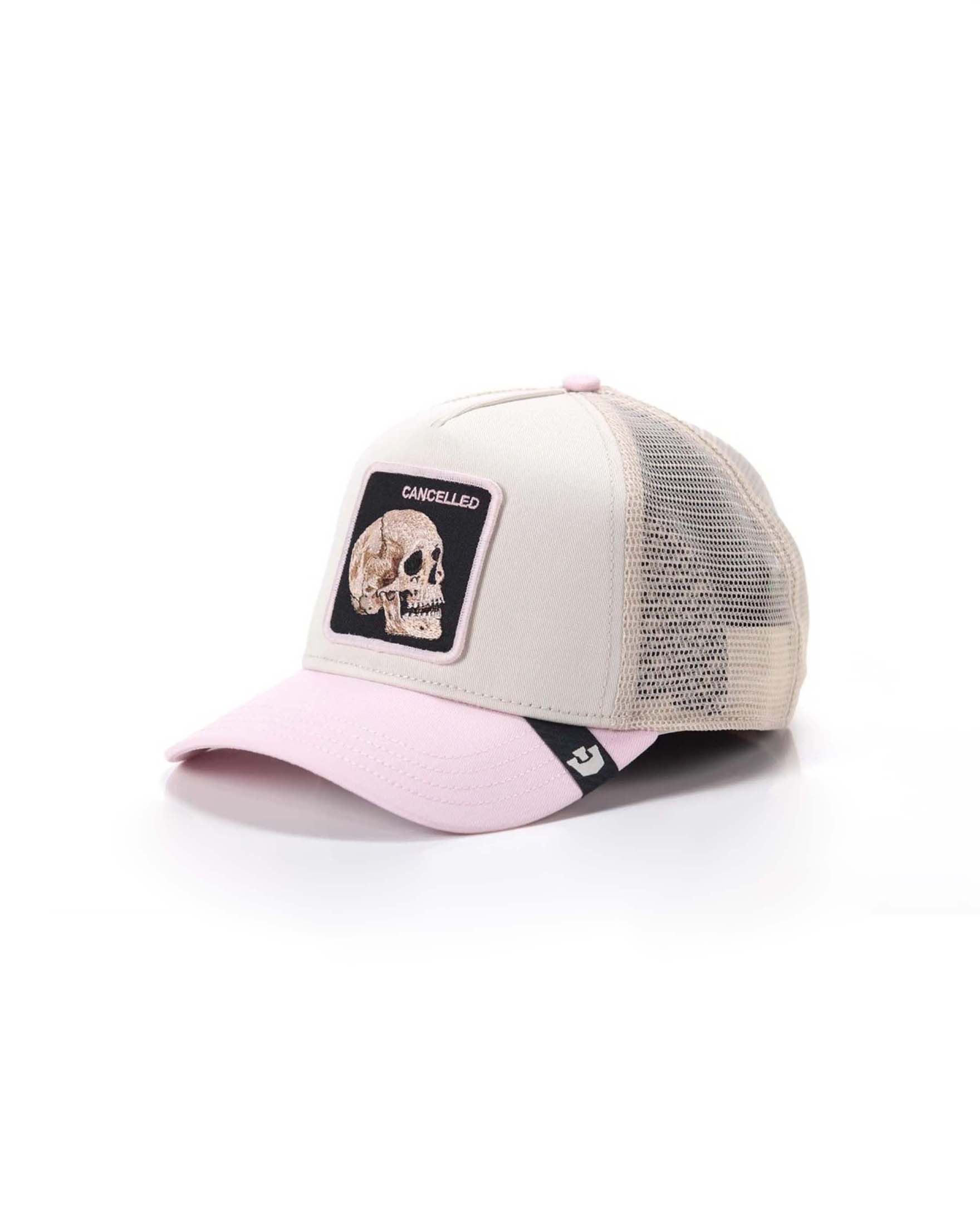 Berretto Goorin Bros trucker Cancelled panna con patch teschio e frontino rosa image