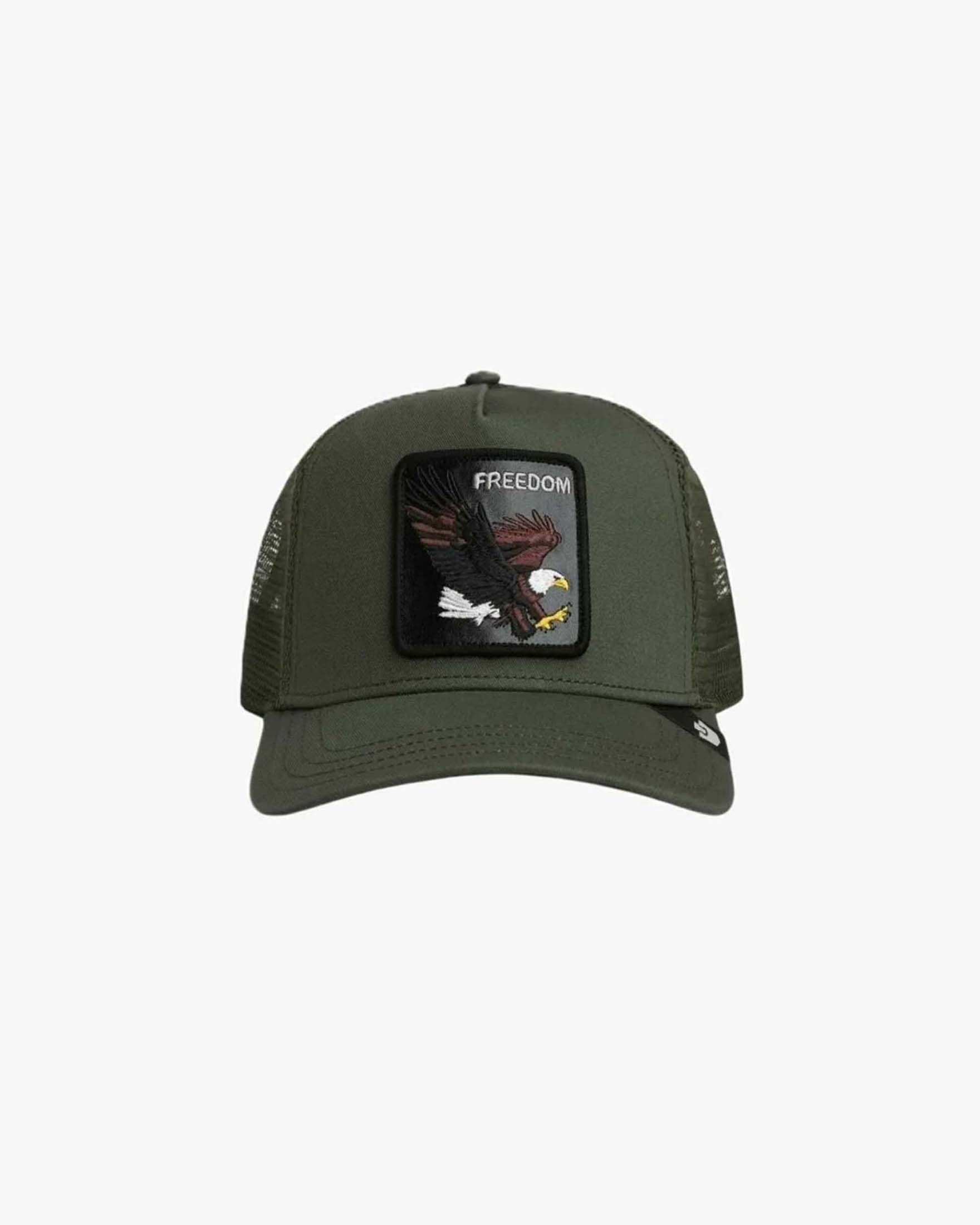 Berretto trucker Freedom verde militare con patch aquila