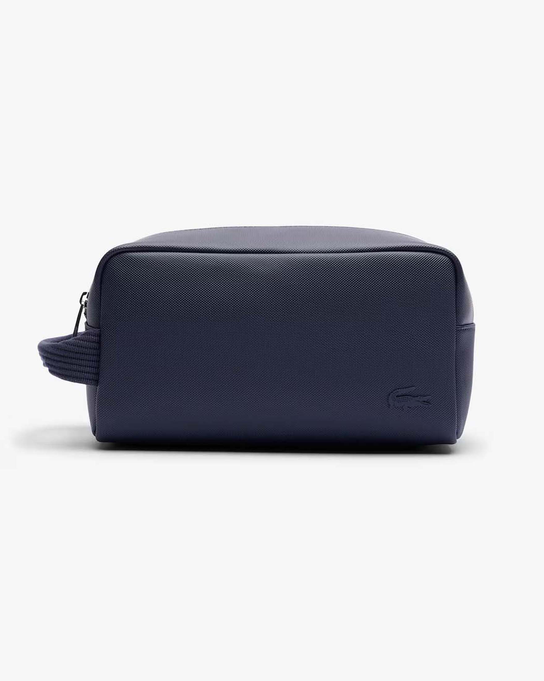Beauty case Lacoste blu in similpelle effetto piquè